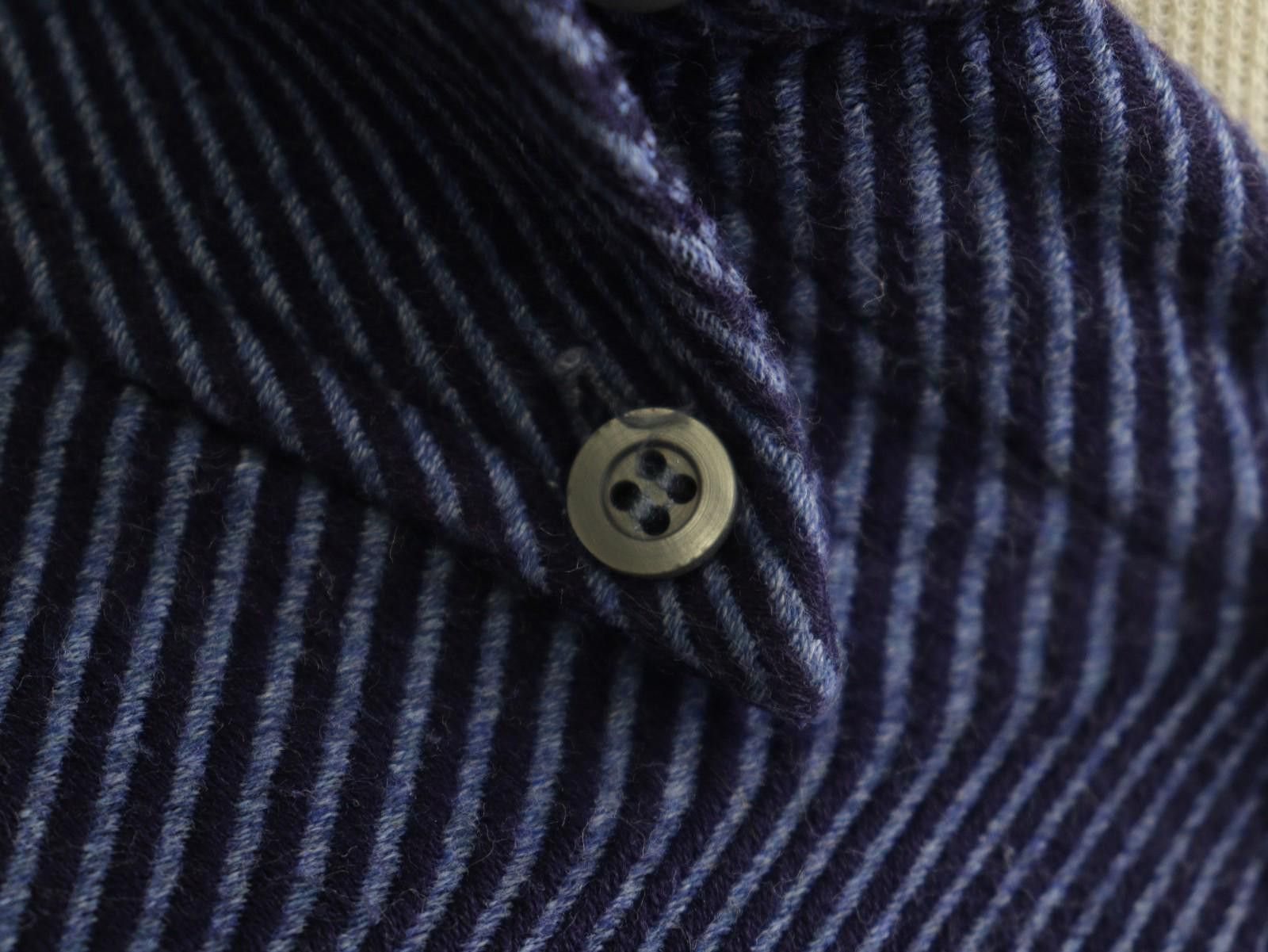 Ermenegildo Zegna Zegna Navy Striped Cotton Button Down Shirt Size M Size US M / EU 48-50 / 2 - 5 Thumbnail