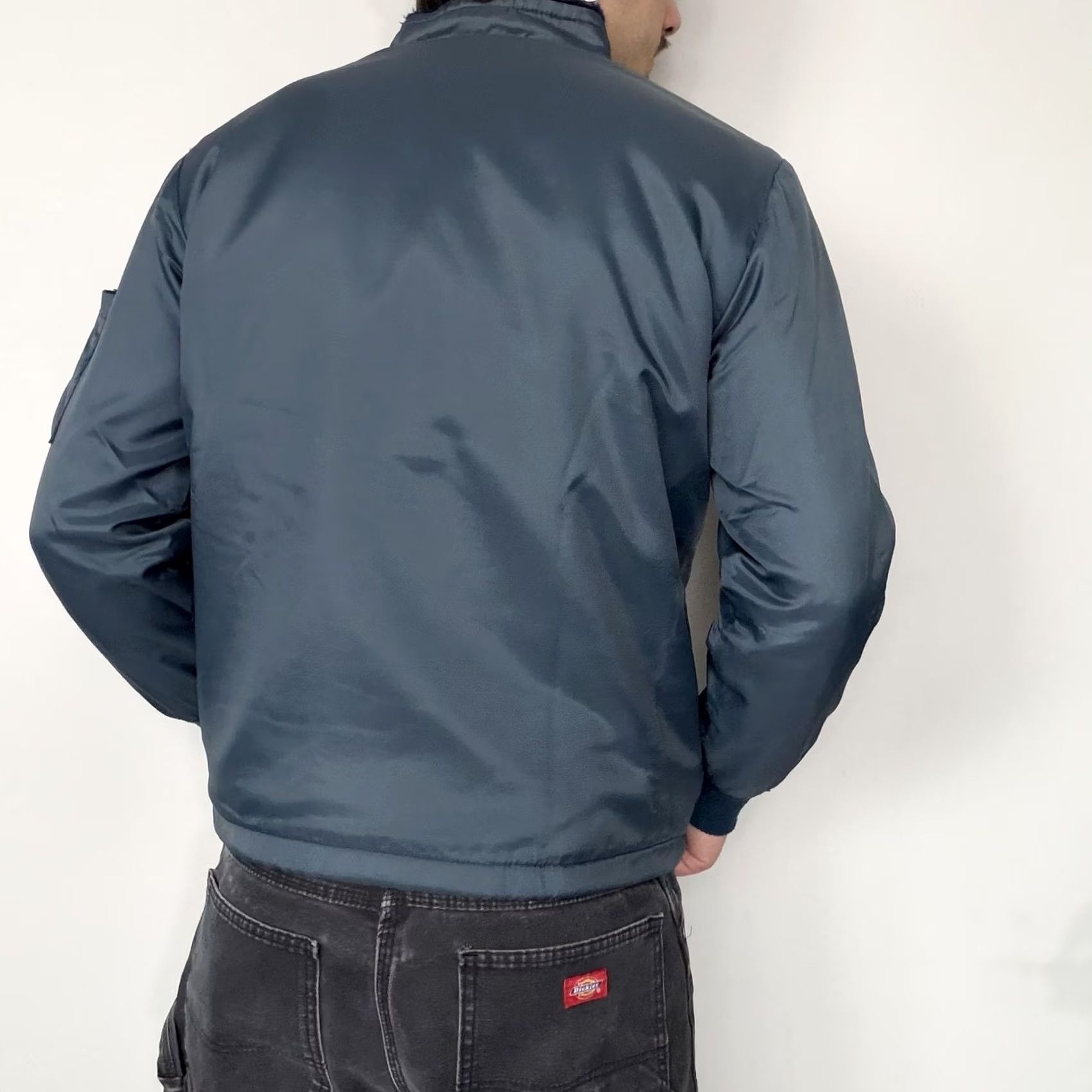 Vintage VINTAGE Racing Jacket Blue Bomber Mens 40 Faux Fur Lined Stripe Nylon Retro Jacket Size US XXS / EU 40 - 2 Thumbnail