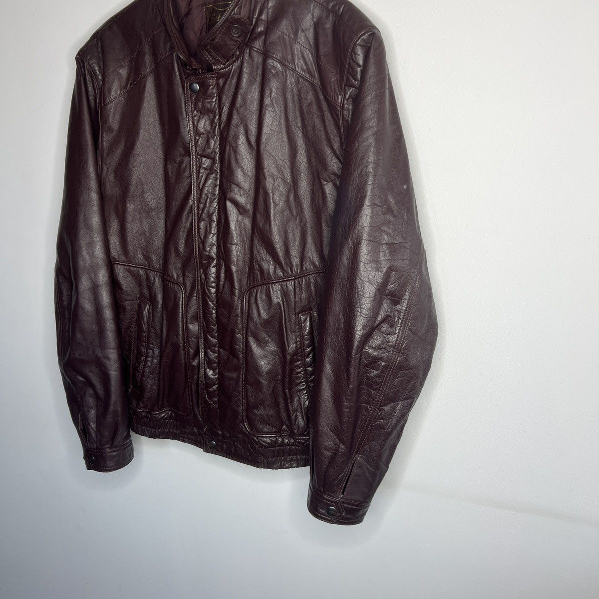 Leather × Vintage Vintage Cherry Leather Motor Biker Jacket Trucker Genuine Size US L / EU 52-54 / 3 - 2 Thumbnail