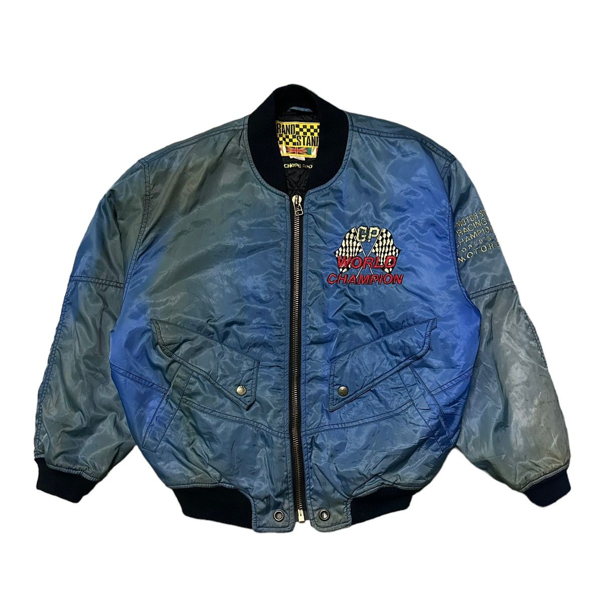 Vintage Sunfaded Vintage Grand prix world champion bomber jacket Size US M / EU 48-50 / 2 - 1 Thumbnail