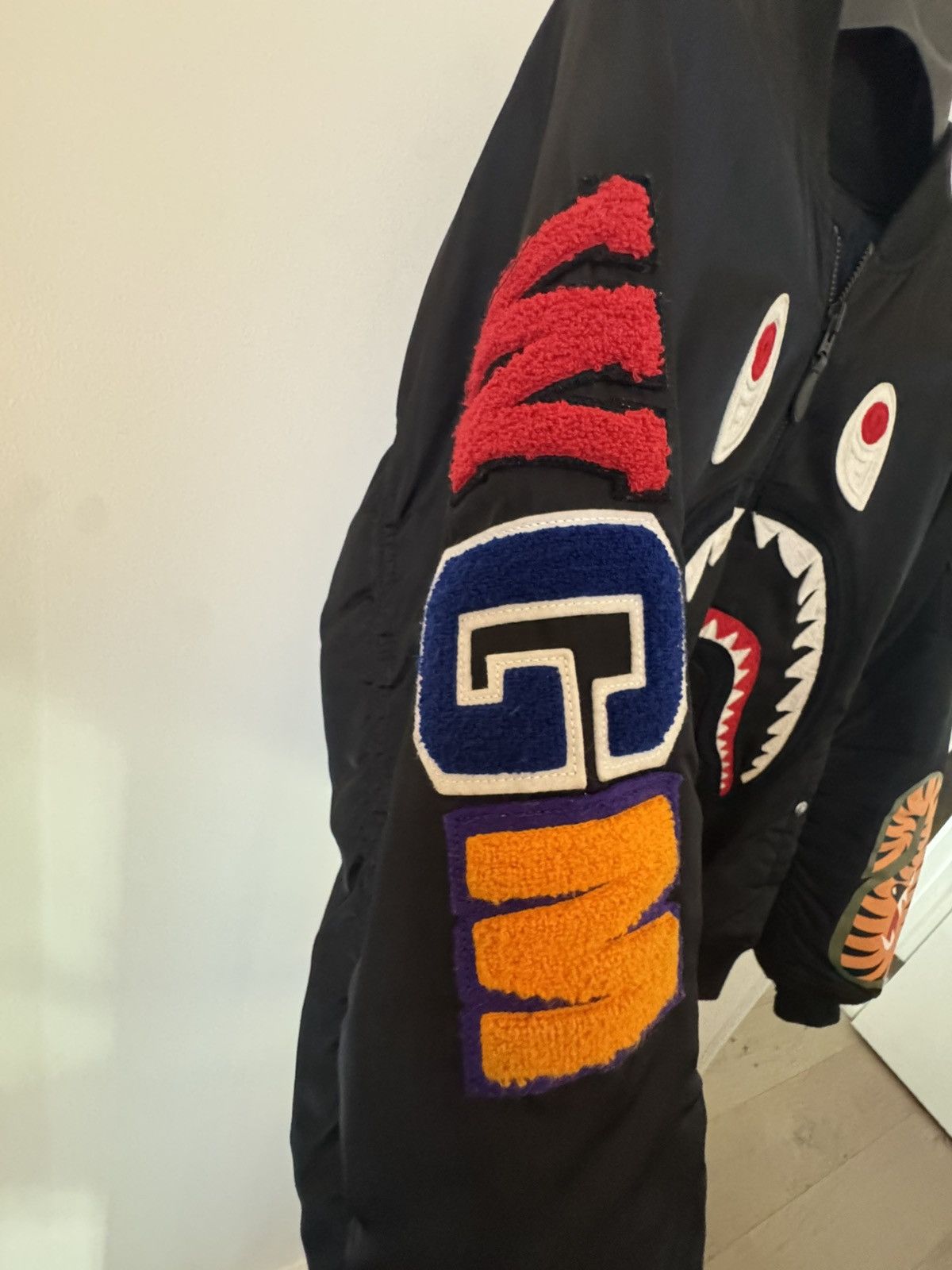 Bape Bape Shark MA-1 Bomber Jacket Black – Rare Size US L / EU 52-54 / 3 - 6 Thumbnail