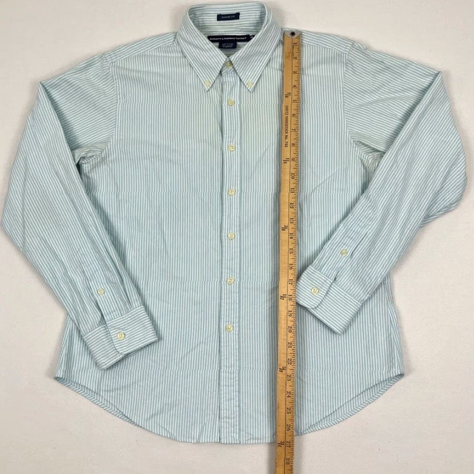 Polo Ralph Lauren VTG Ralph Lauren Sport Shirt Unisex Adults Medium White Blue Striped Button-Up Collared Flesh Pony Size US M / EU 48-50 / 2 - 4 Thumbnail
