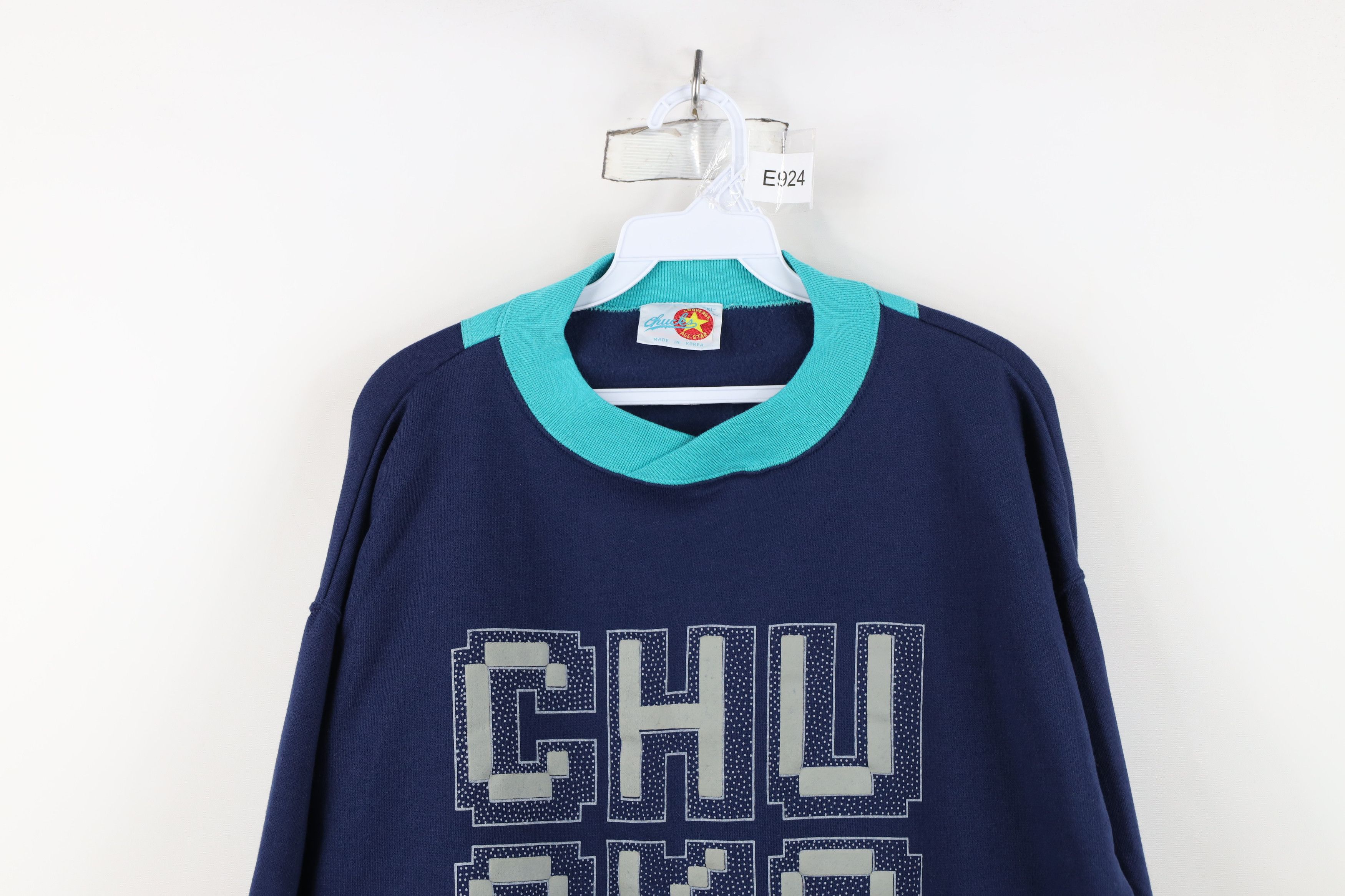 Converse Vintage 90s Converse Chuck Taylor Block Sweatshirt Blue Size XL / US 12-14 / IT 48-50 - 2 Thumbnail