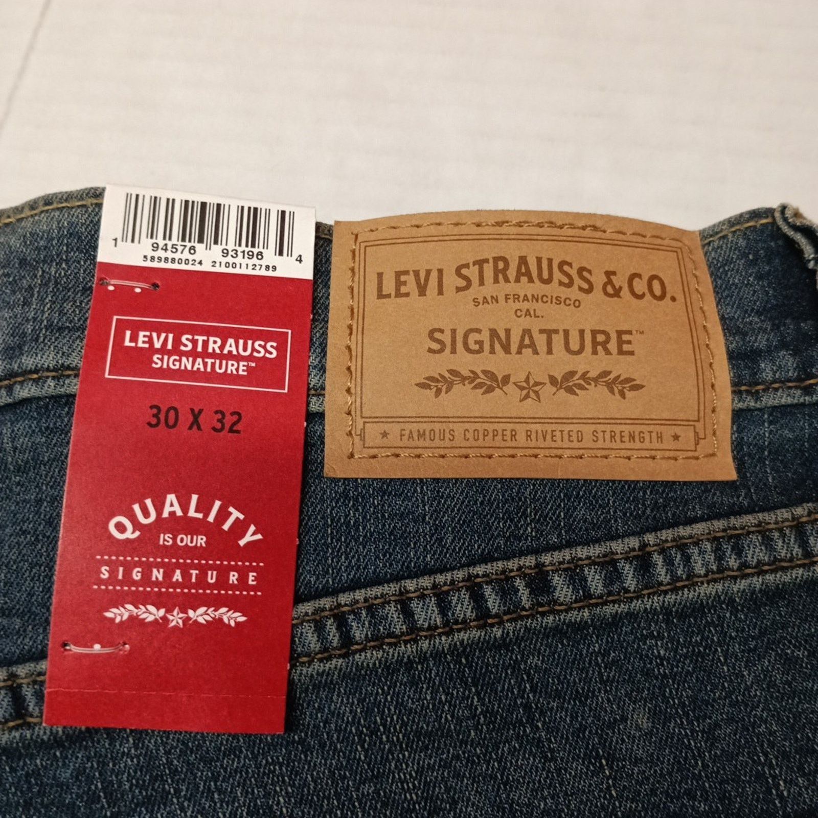 Levi's Signature By Levi Straight Jeans Mens 30x32 Blue Cotton Flex Size US 30 / EU 46 - 2 Thumbnail