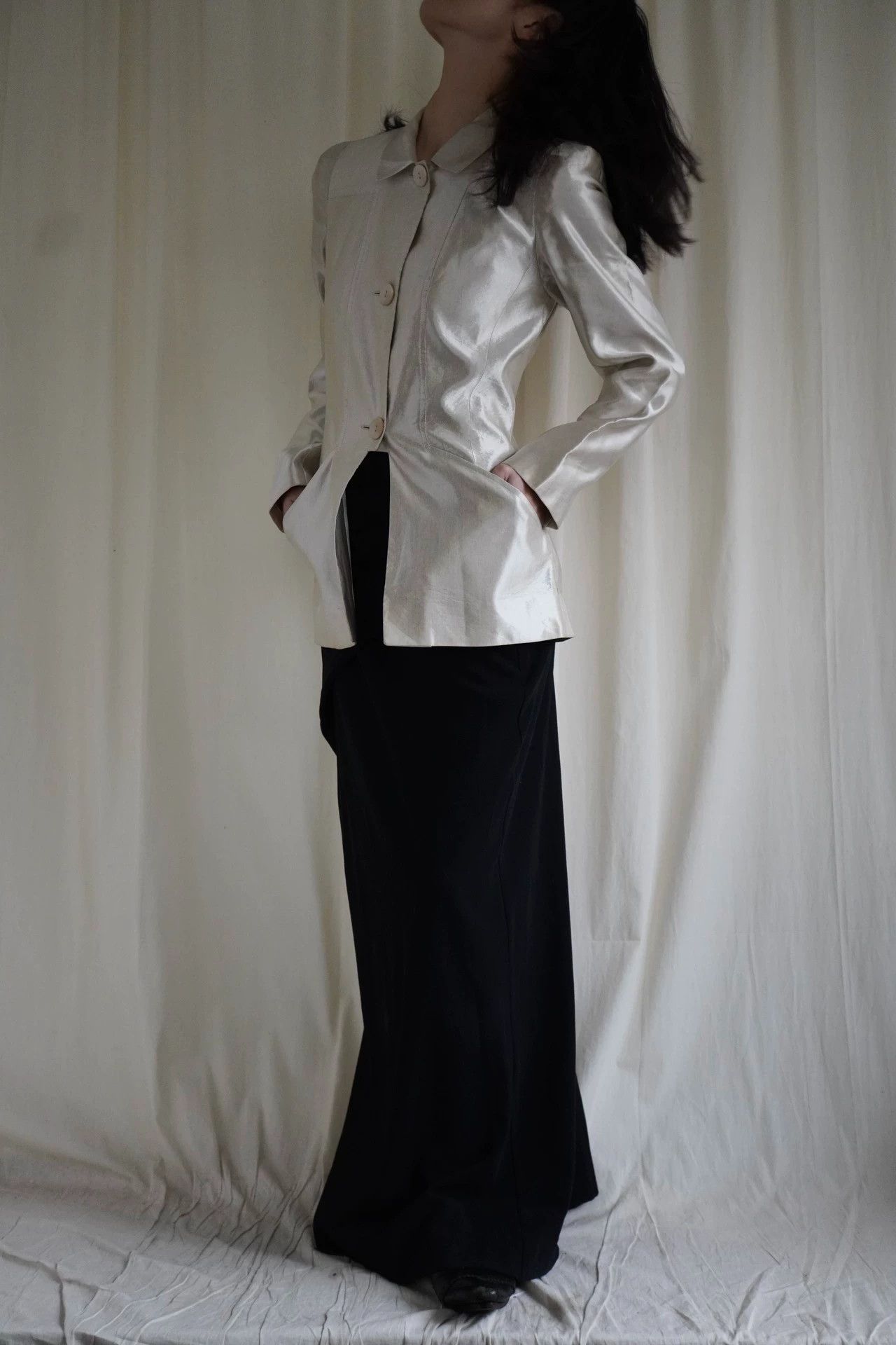 Kenzo Kenzo 1990s Lustrous Pearl White Tailored Jacket Size S Size S / US 4 / IT 40 - 3 Thumbnail