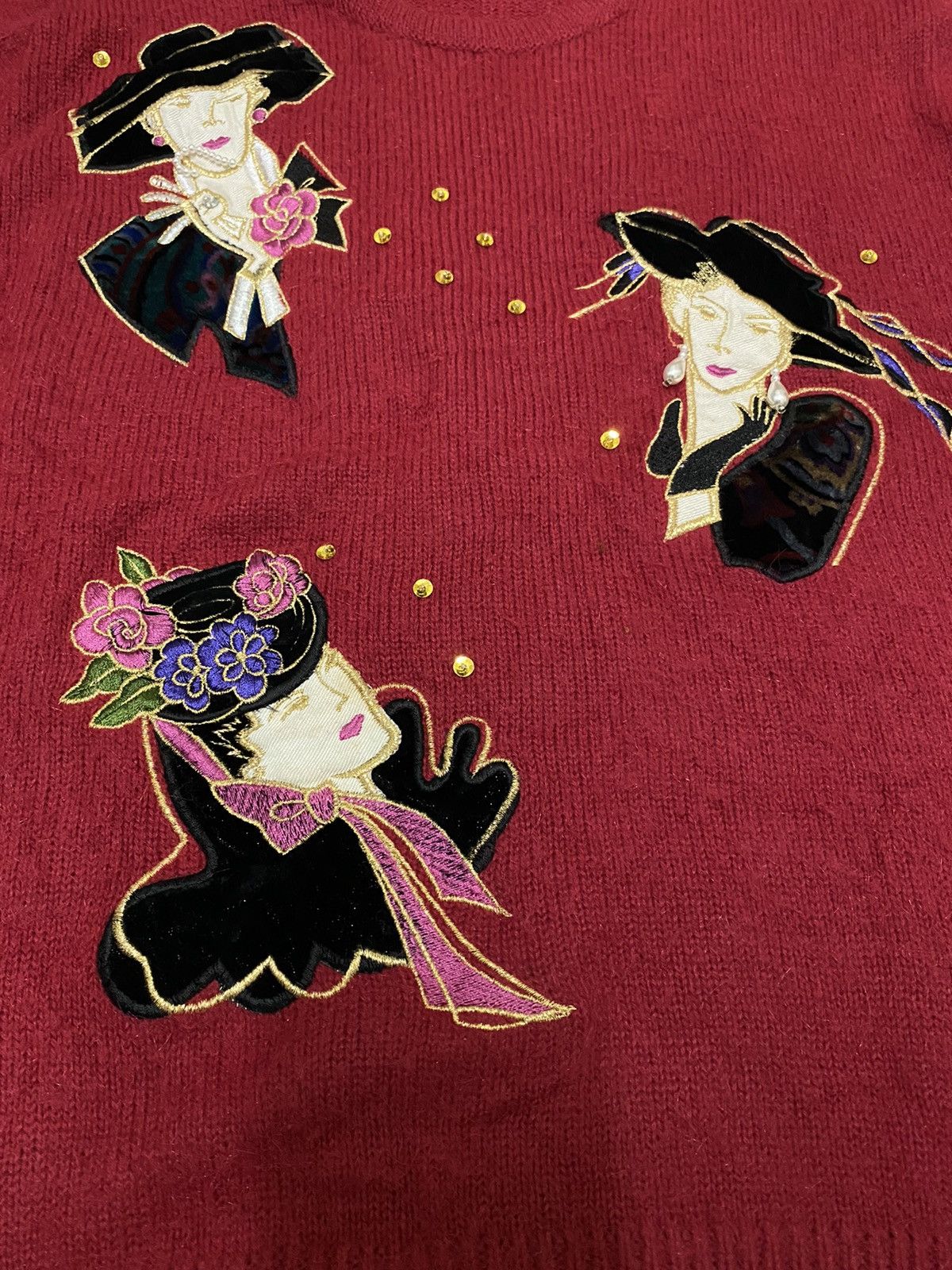 Aran Isles Knitwear × Designer × Japanese Brand 🇯🇵 Koibito Misaki Womens Embroidery Crewneck Knit (C3) Size US M / EU 48-50 / 2 - 4 Thumbnail