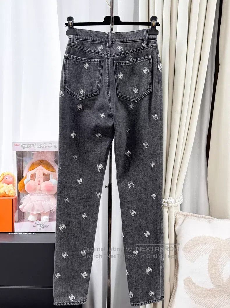 Chanel Chanel Silver double C full logo denim trousers Size 42" / US 20 - 2 Thumbnail