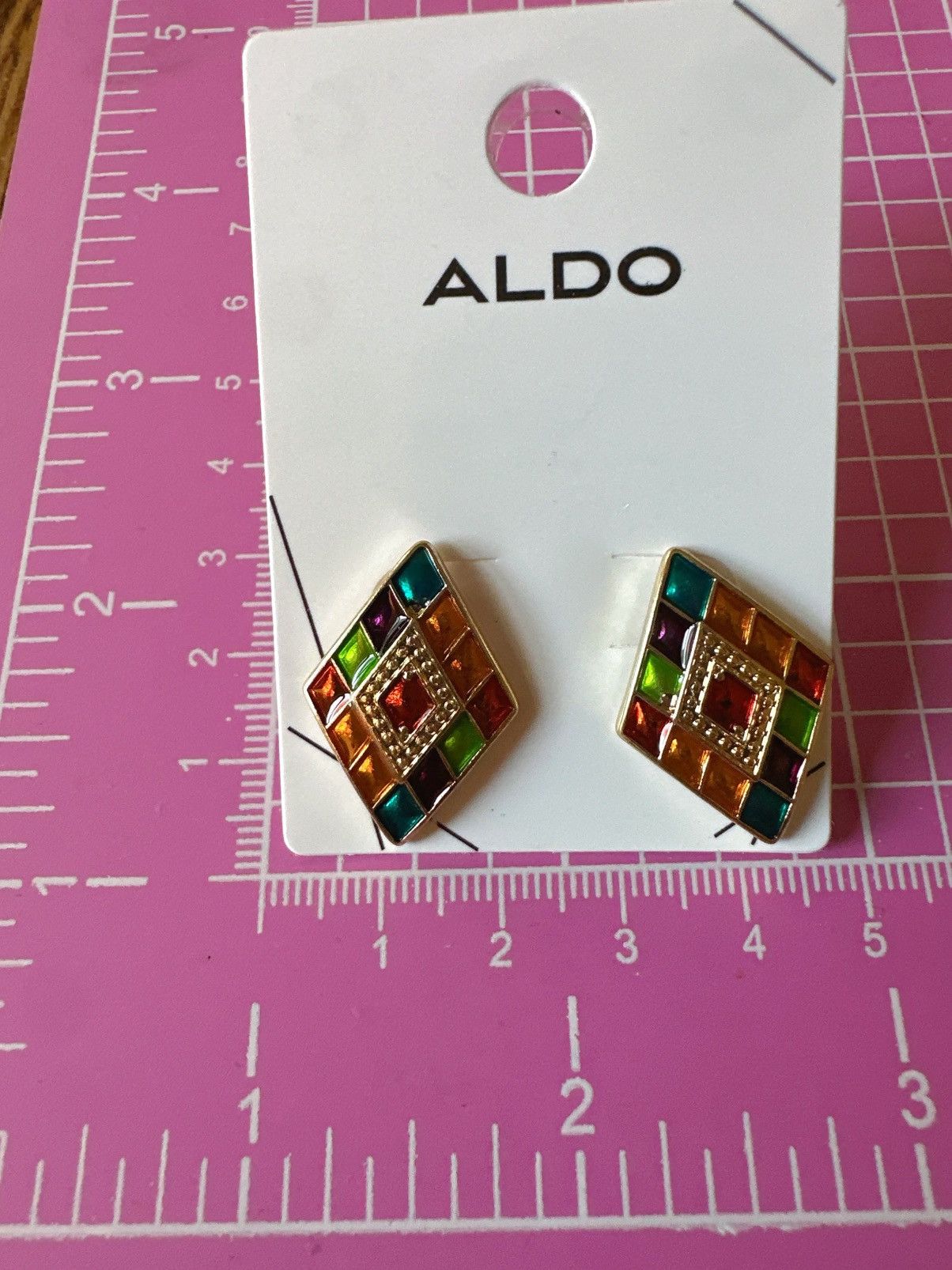 Aldo Aldo earrings colorful multicolor diamond shape studs Size ONE SIZE - 3 Thumbnail