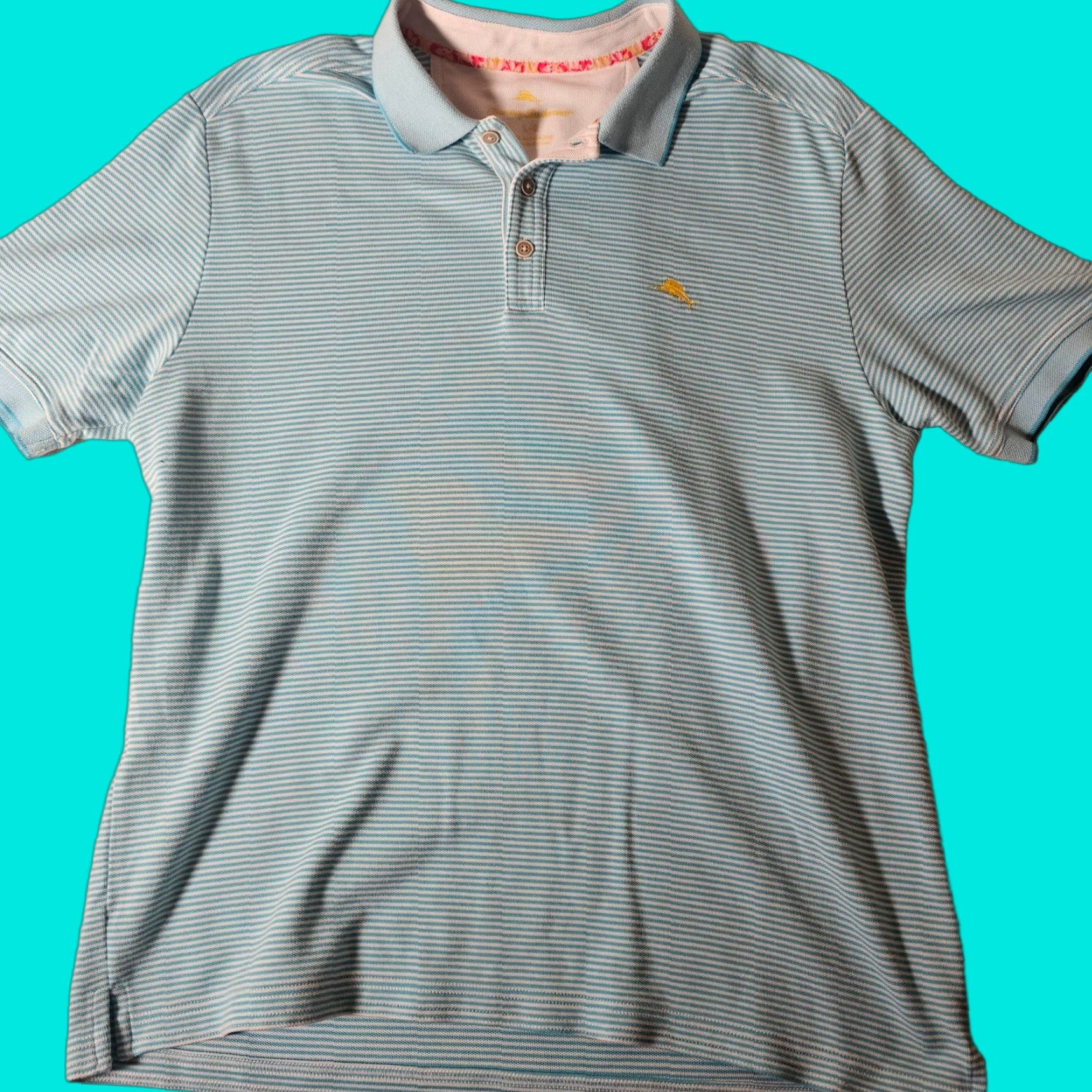 Tommy Bahama Tommy Bahama Polo Shirt Mens L Blue Striped Supima Cotton Polyester Knit Casual Short Sleeve Golf Walking Classic Size US L / EU 52-54 / 3 - 1 Thumbnail