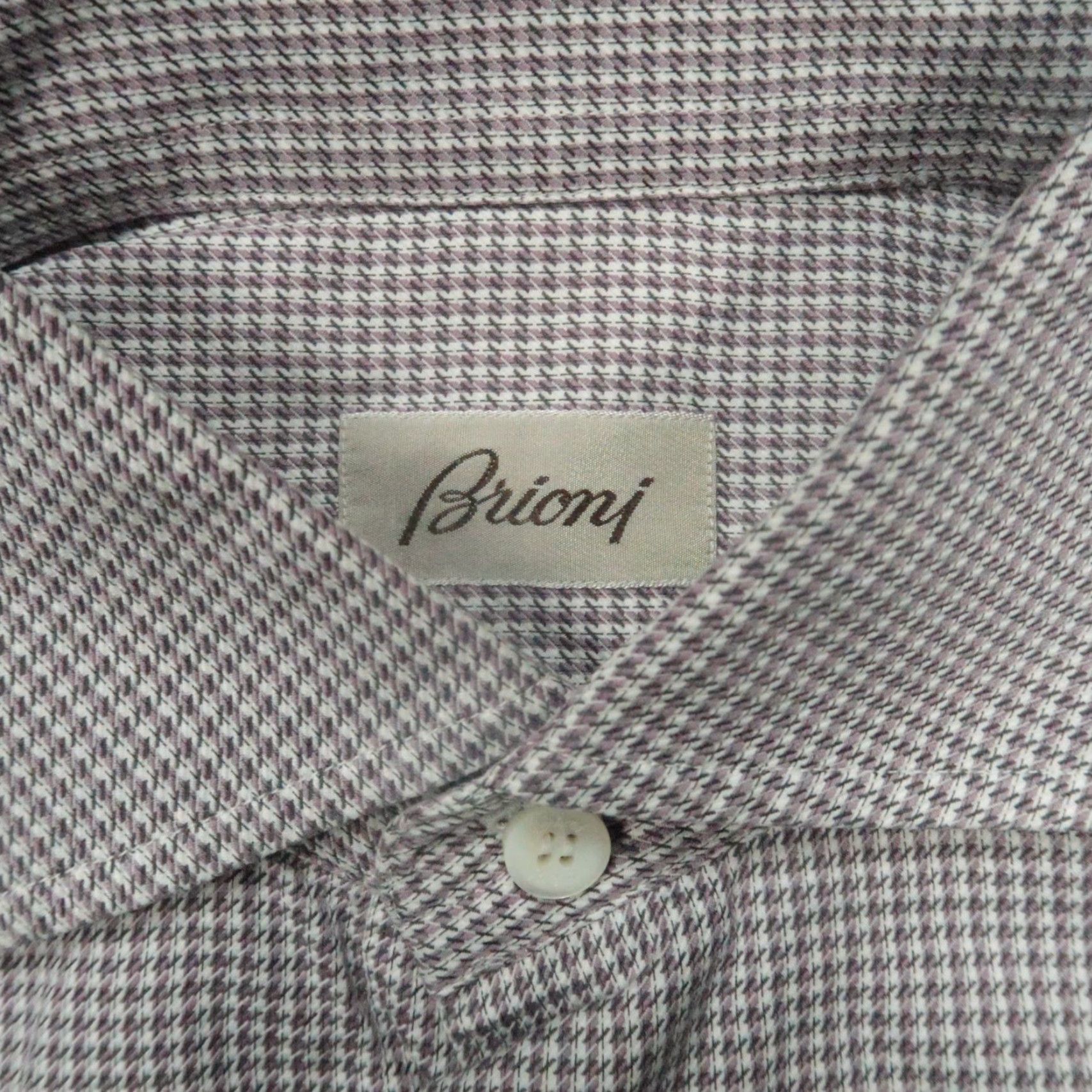 Brioni VINTAGE Brioni Shirt Mens L Purple White Long Sleeve Button Up Italy Size US L / EU 52-54 / 3 - 3 Thumbnail