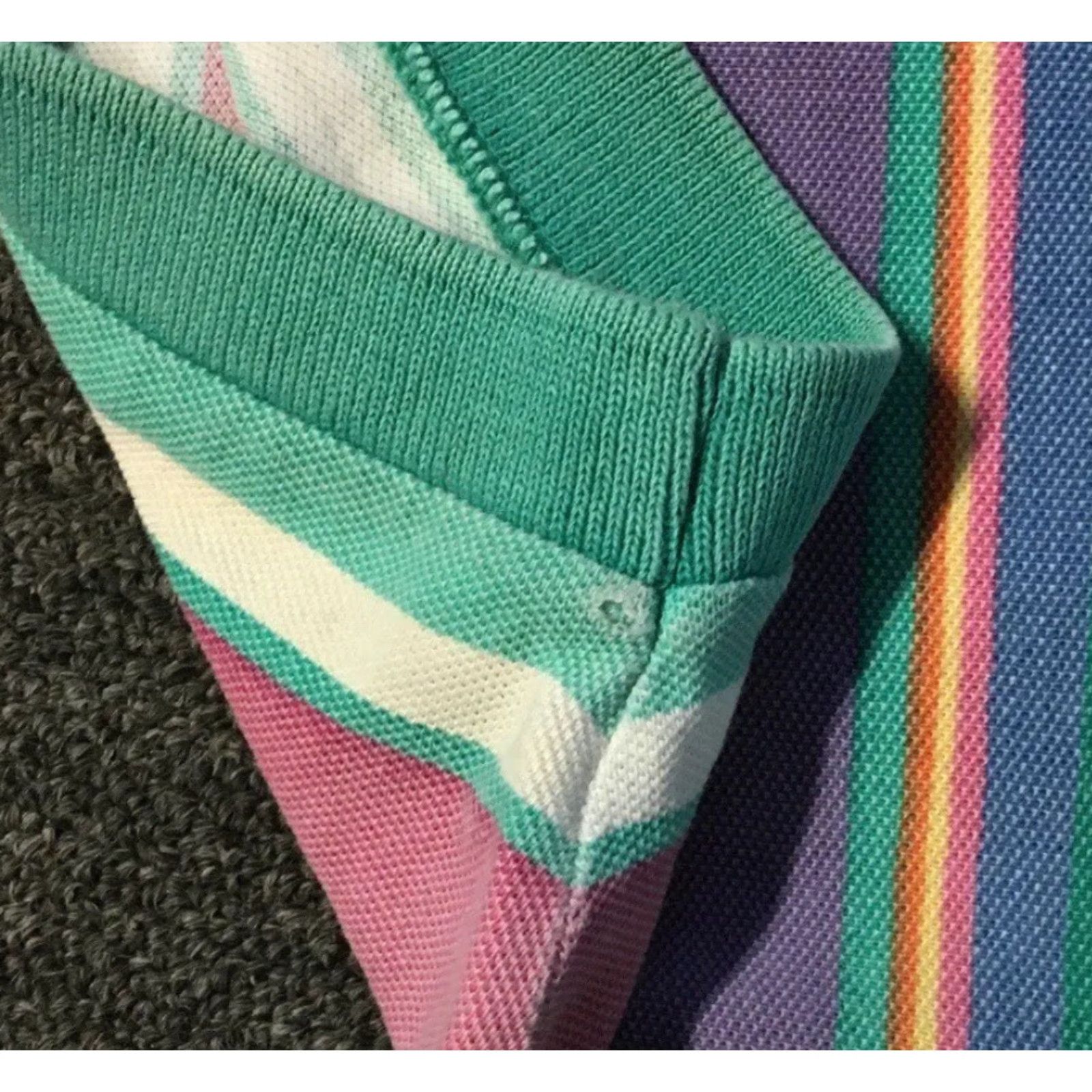 Polo Ralph Lauren VINTAGE Polo Ralph Lauren Shirt L Purple Green Pink Striped 90s Polo Button-Up Short Sleeve Mens Vintage Surf Skate Vaporwave USA Beach Grunge 80s 90s Size US L / EU 52-54 / 3 - 7 Thumbnail