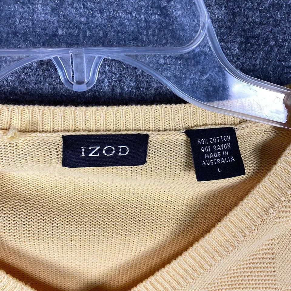 Izod Izod Sweater Men's Large Pullover Yellow Cotton Blend Knit L Size US L / EU 52-54 / 3 - 3 Thumbnail