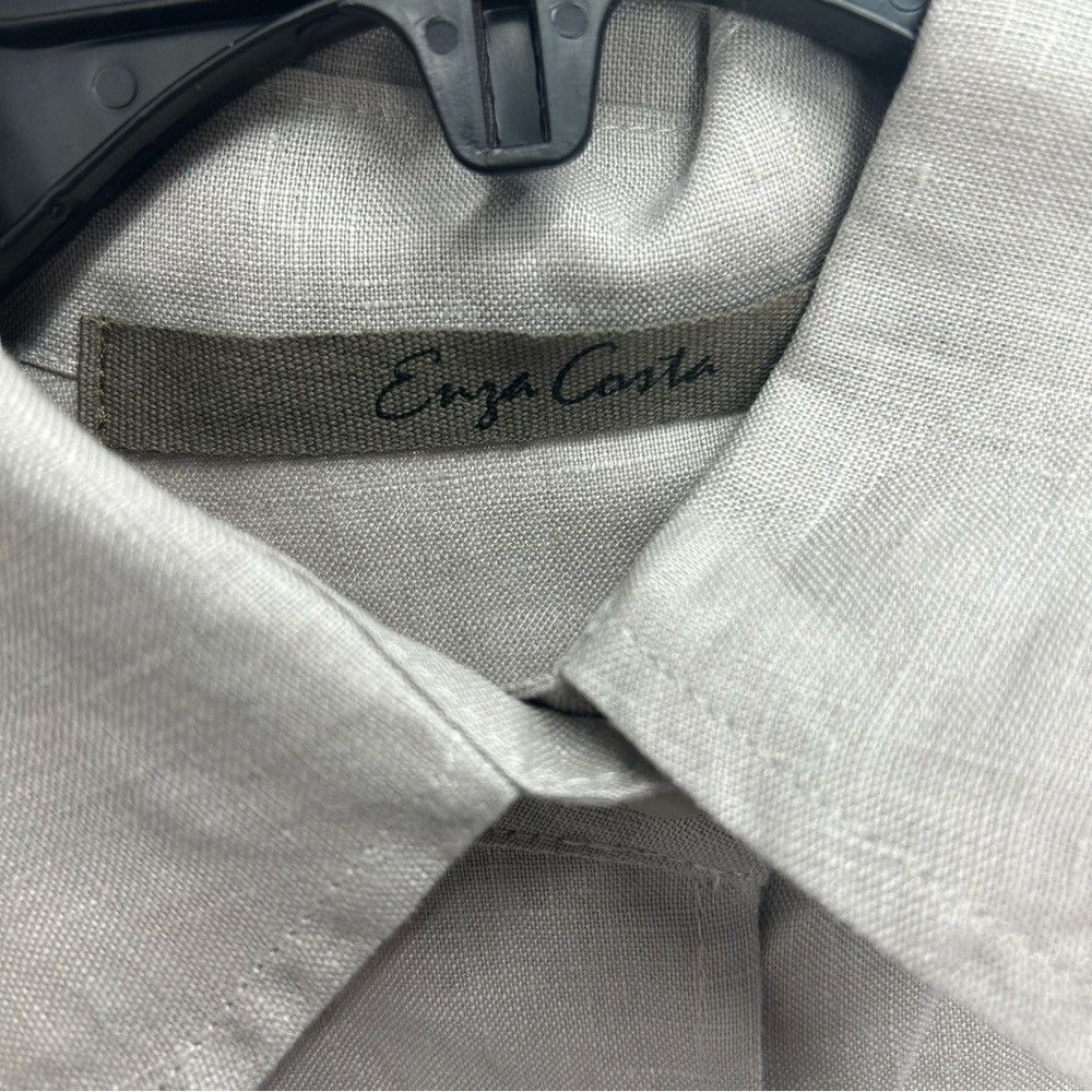 Enza Costa ENZA COSTA FRENCH LINEN BUTTON DOWN SHIRT IN MIST Size XS / US 0-2 / IT 36-38 - 7 Thumbnail