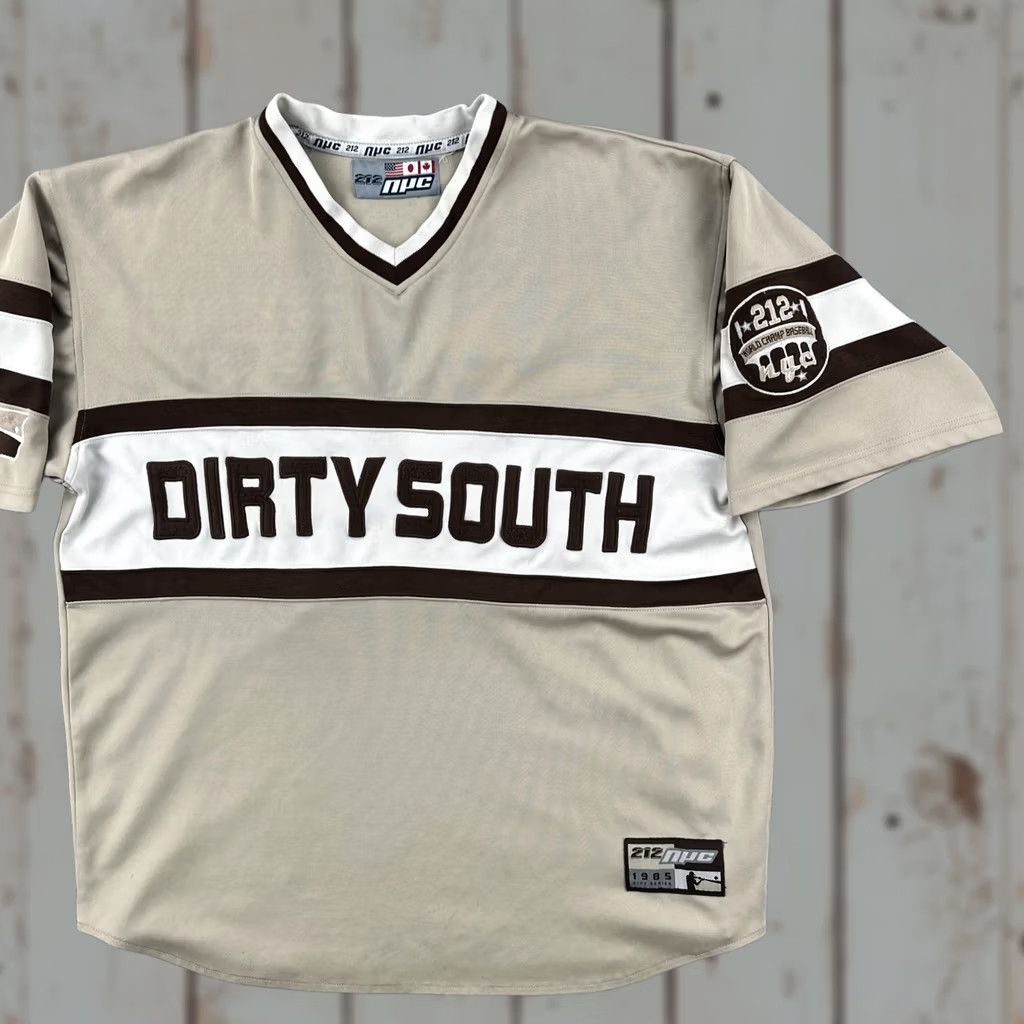 Vintage VINTAGE 212 NYC 90s Y2K Baseball Jersey Two Tone Brown Unisex Adults XL Dirty South Short Sleeve Pullover Jersey Mens Womens Size US XL / EU 56 / 4 - 1 Thumbnail