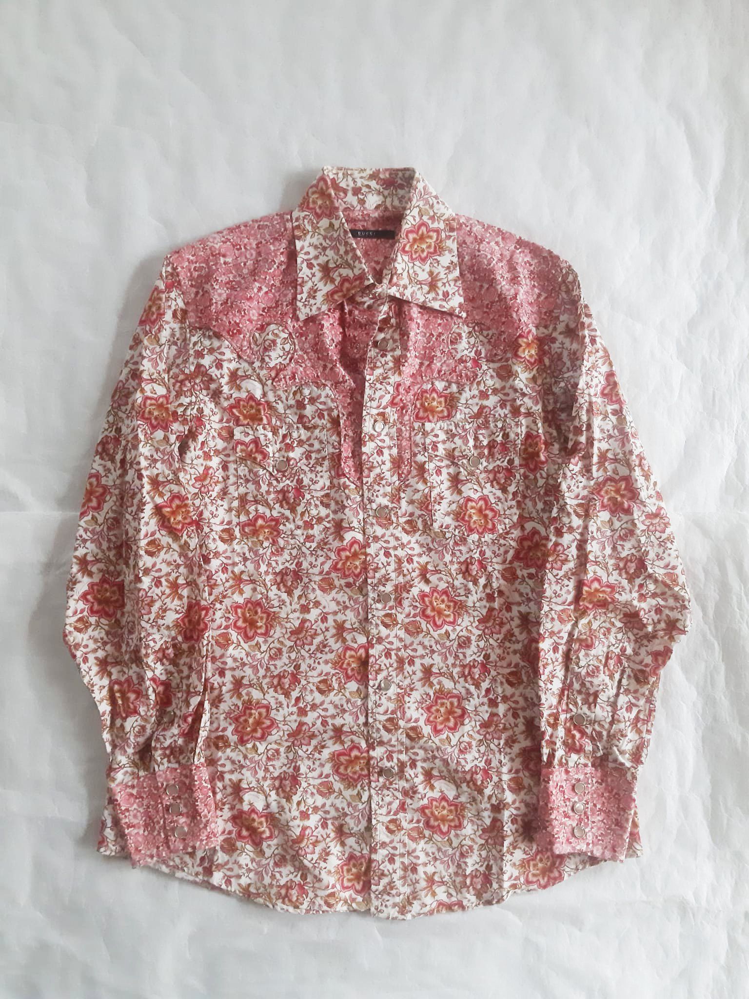 Gucci SS 2004 Gucci X Tom Ford Cowboy Western Floral Yoke Shirt Size US L / EU 52-54 / 3 - 2 Thumbnail