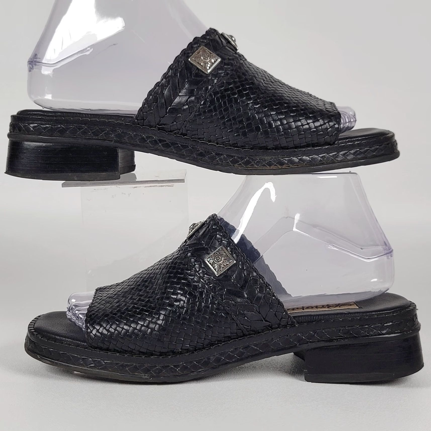 Brighton VINTAGE Brighton Braided Woven Black Leather Mule Sandals Size 7.5 M Womens Size US 7 / IT 37 - 6 Thumbnail