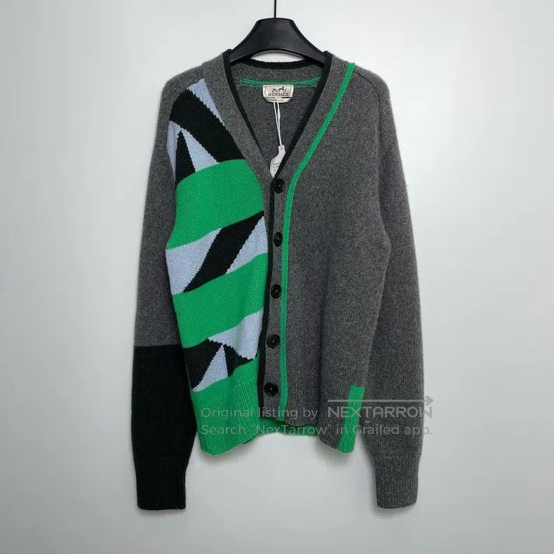 Hermes Hermes Contrast Geometric Pattern Knit Cardigan Size S / US 4 / IT 40 - 2 Thumbnail