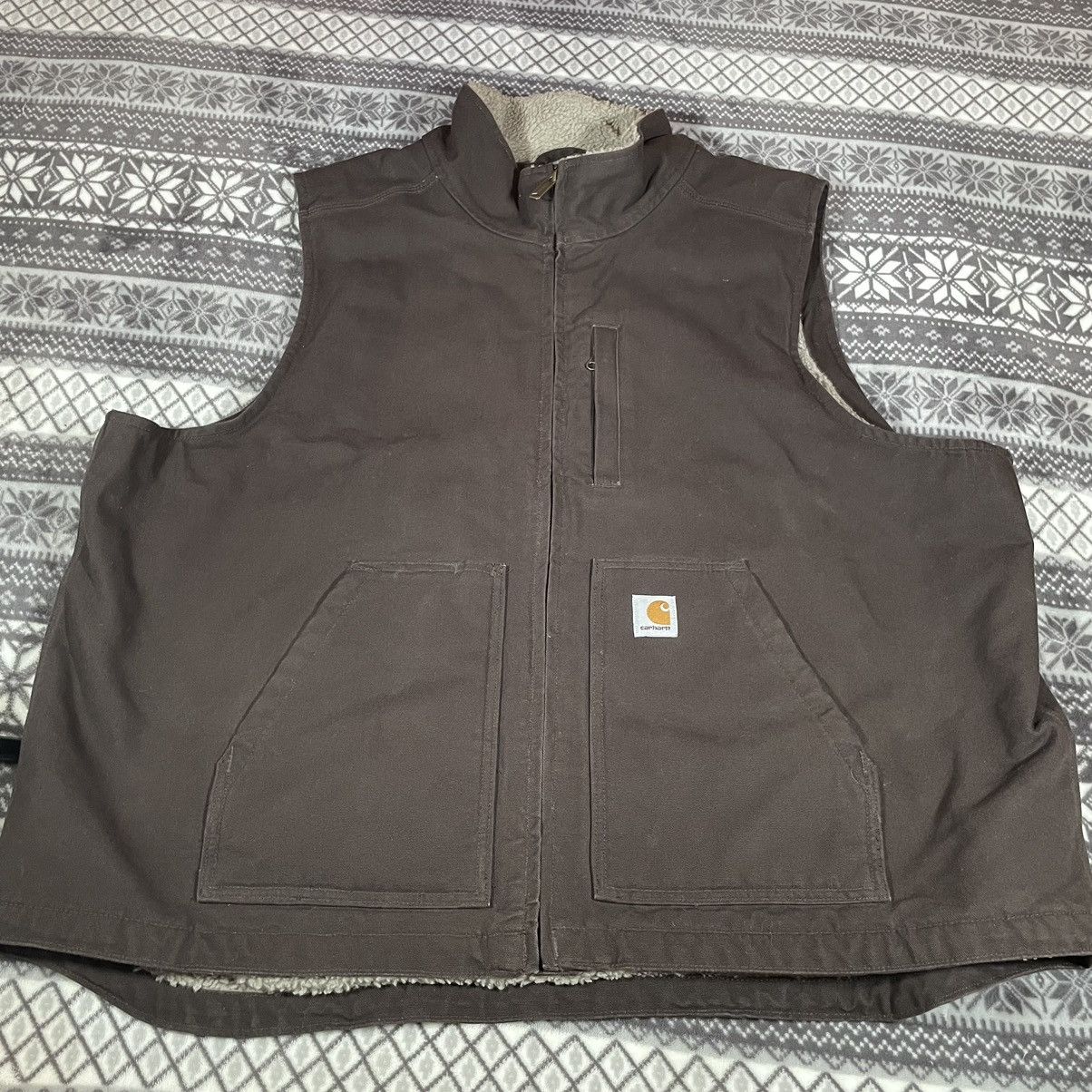 Crazy Vintage Carhartt Brown Sherpa Lined Vest Workwear