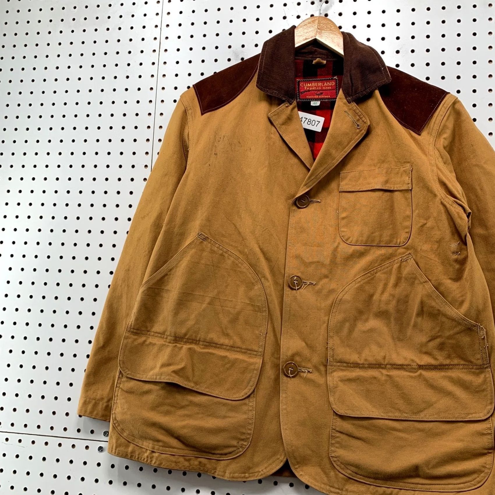 Timberland Cumberland Jacket Mens 40 Brown Canvas Hunting Barn Chore Leather Trim Vintage Jacket Size US XXS / EU 40 - 5 Thumbnail