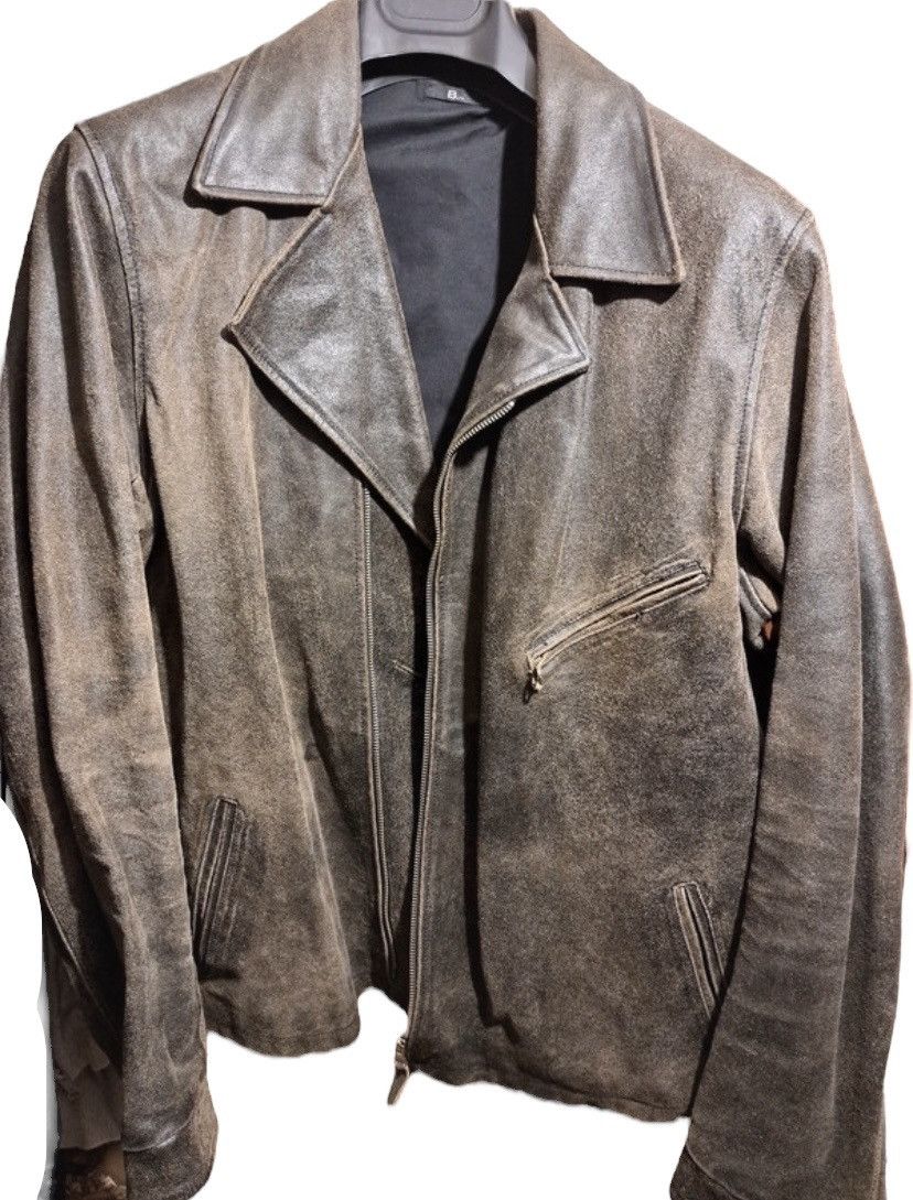 image of Artisanal Leather Biker Jacket Vintage From 2000’S in Brown, Men's (Size XL)