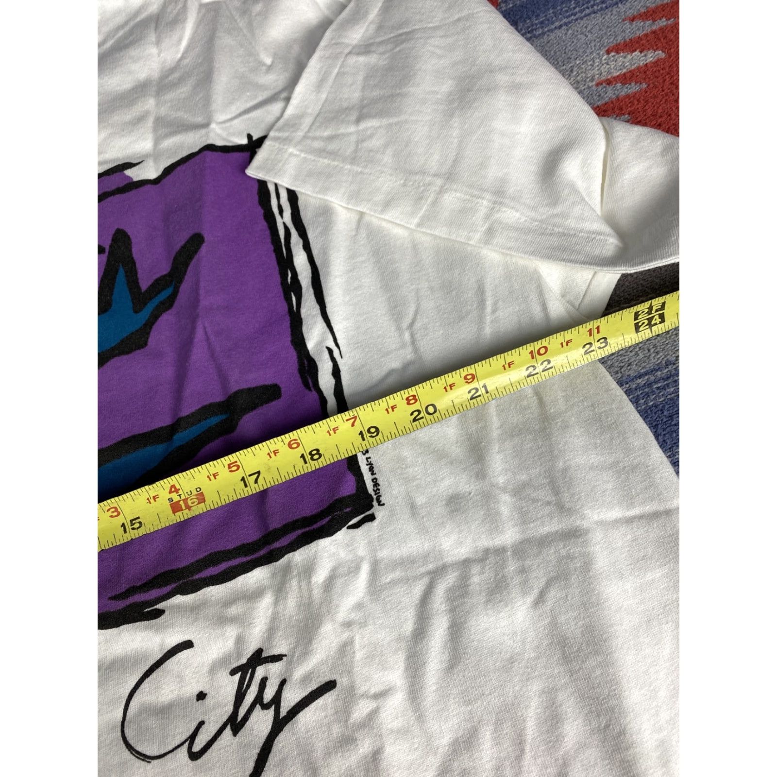 Anvil Lyon Design 1993 New York City Art T Shirt Tee NYC Anvil Single Stitch XL White Men Mens Art T Shirt Size US XL / EU 56 / 4 - 6 Thumbnail