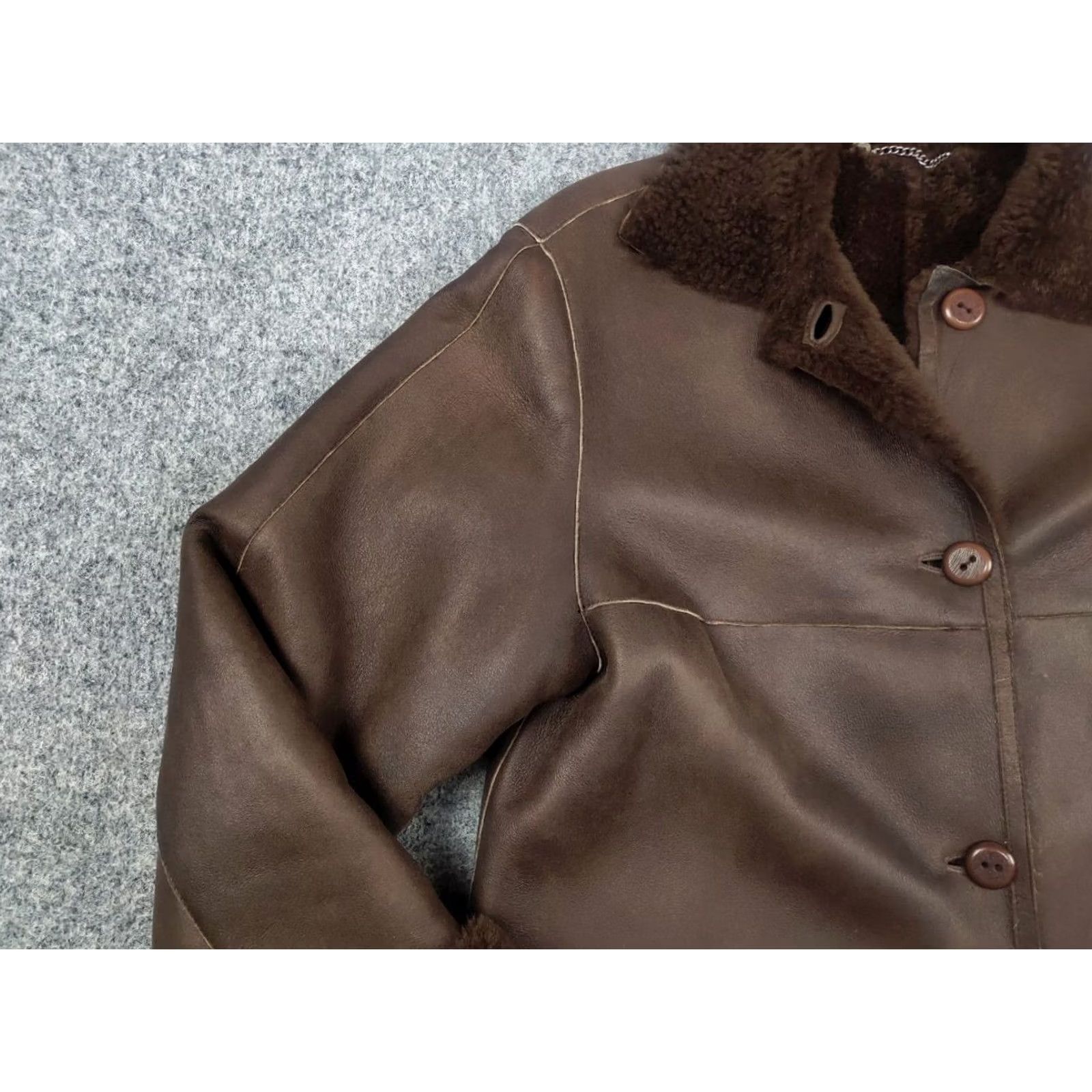 Gallotti VINTAGE Gallotti Bacis Italy Design Brown Leather Shearling Fur-Lined Coat Jacket Mens Leather Jacket Wool Lined Winter 80s 90s Size US M / EU 48-50 / 2 - 3 Thumbnail