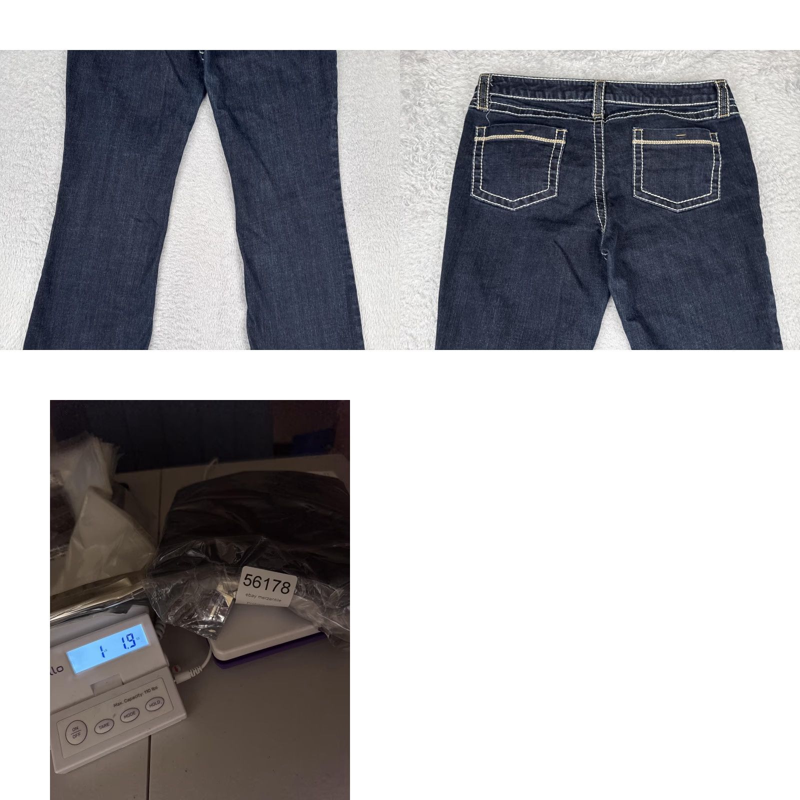 Vintage Blue Asphalt Jeans Bootcut Juniors 13 Dark Wash Low Rise 32x27 Denim Stretch 5-Pocket Womens Girls (063) Size 34" / US 12 / IT 48 - 10 Thumbnail