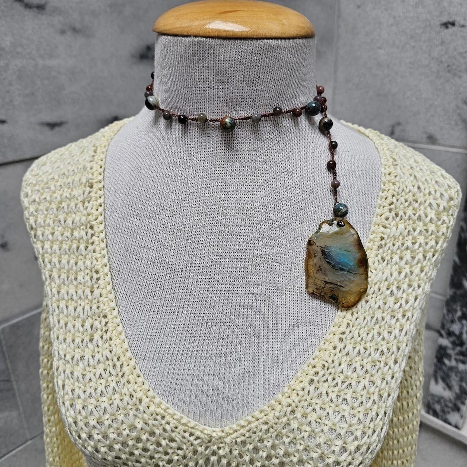 Other Women's Blue Agate Handmade Lariat Style Necklace Size ONE SIZE - 7 Thumbnail