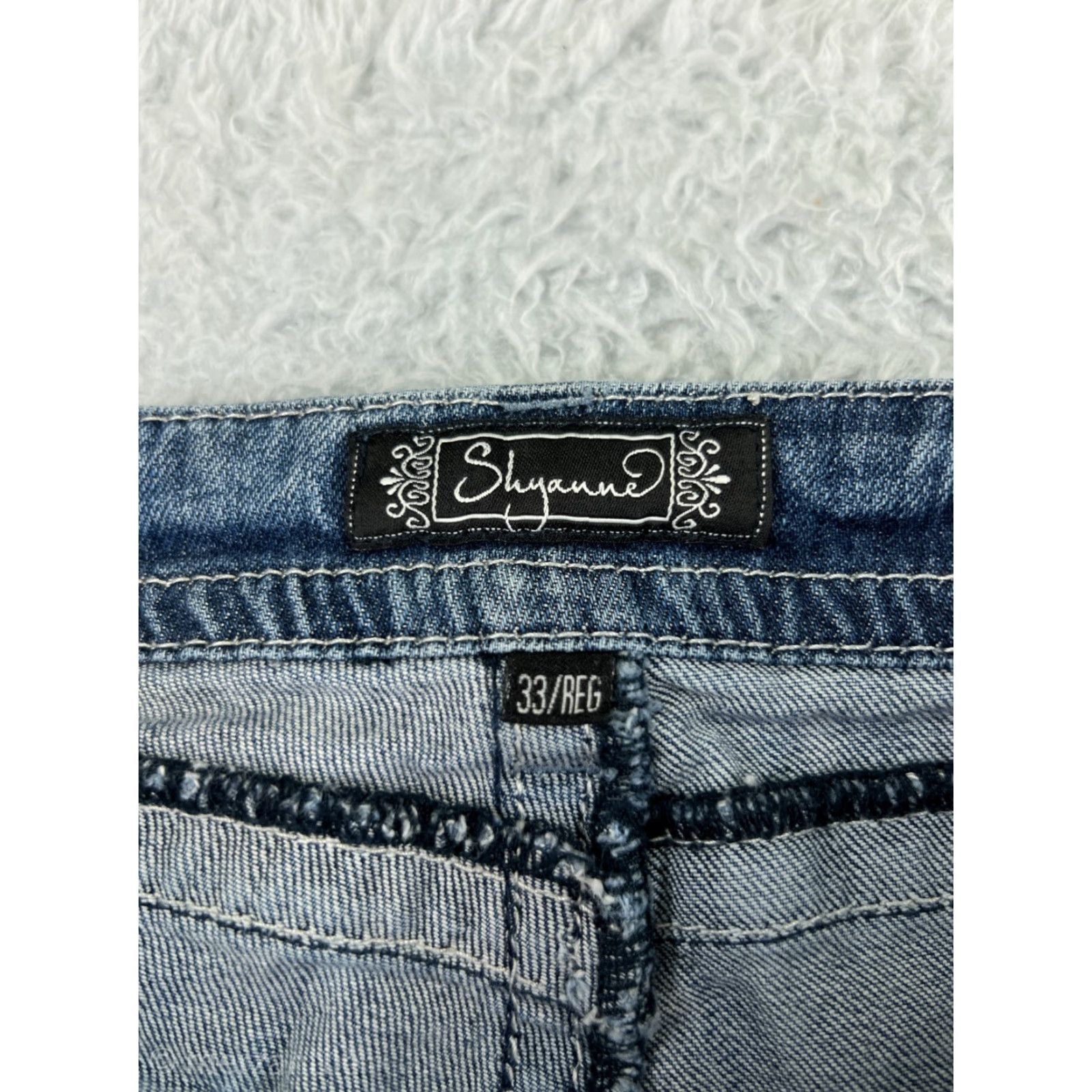 Vintage Shyanne Denim Jeans 33 Blue Bootcut Women’s Jeans Embellished Sequin Bling Embroidered 5-Pocket Size 24" / US 00 / IT 34 - 3 Thumbnail