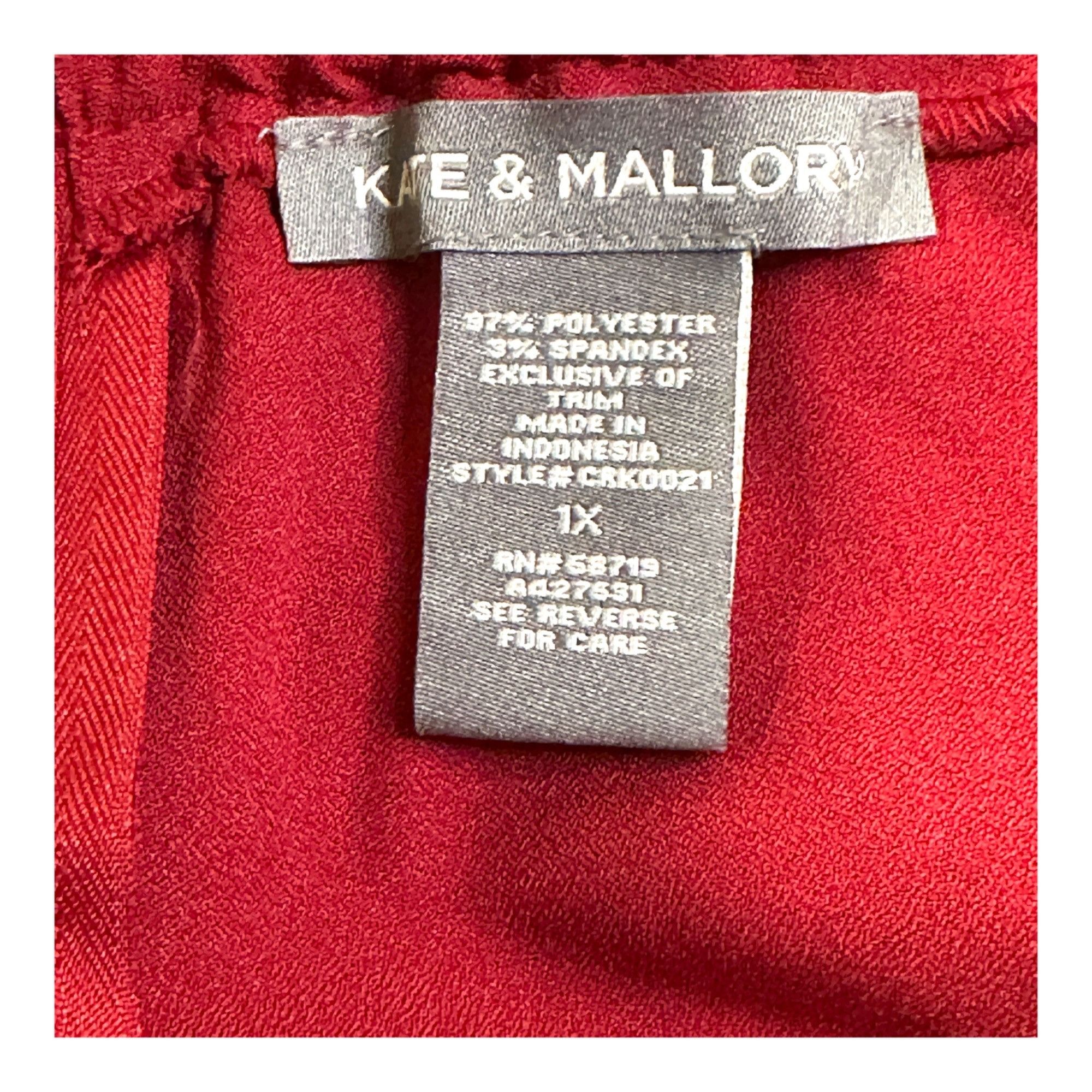 Designer Kate & Mallory Cranberry Red Front Pleated Skirt 1X Poly/Spa Size 32" / US 10 / IT 46 - 5 Thumbnail