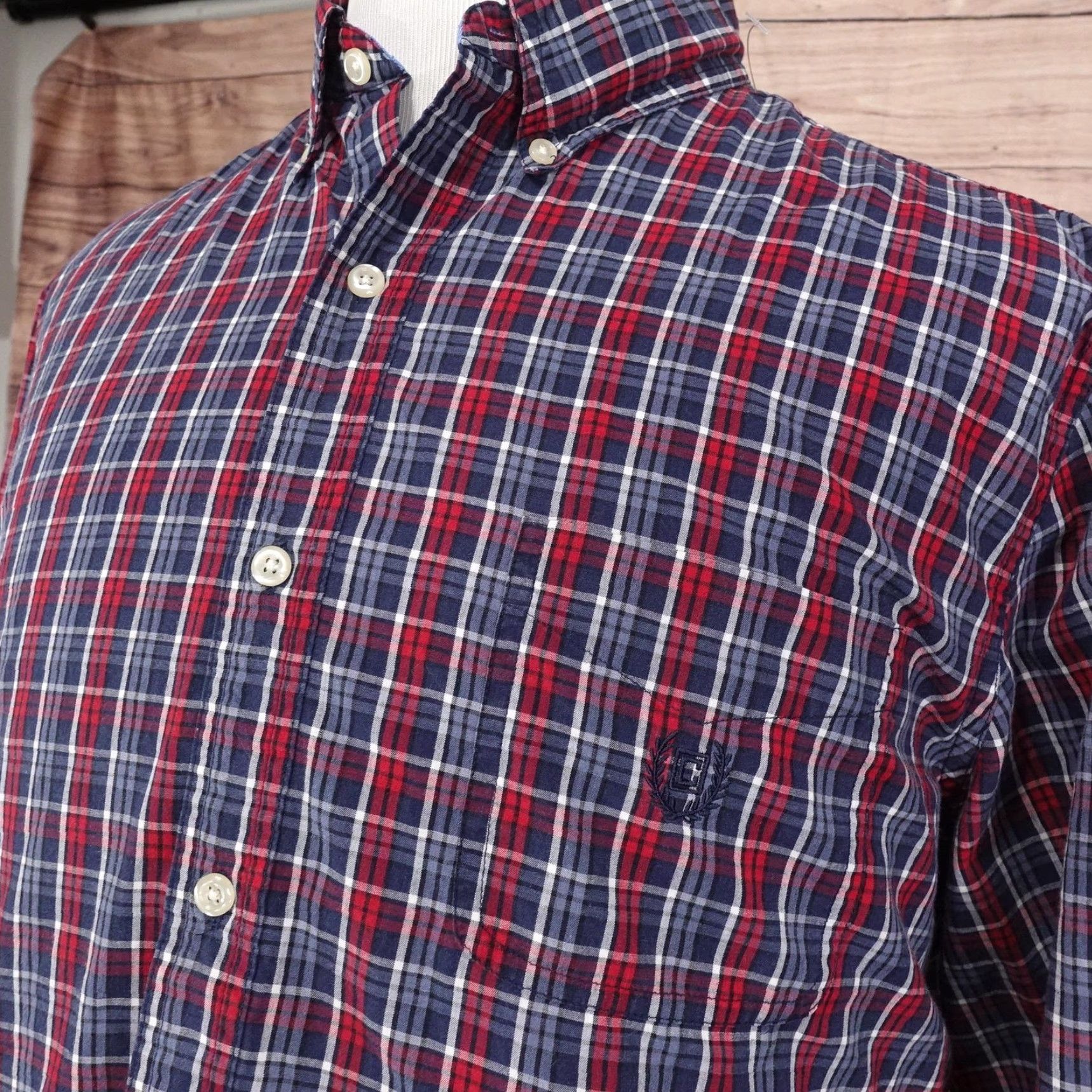 Chaps Chaps Shirt Mens XL Red Blue White Plaid Button Down Easy Care Casual Classic Size US XL / EU 56 / 4 - 2 Thumbnail