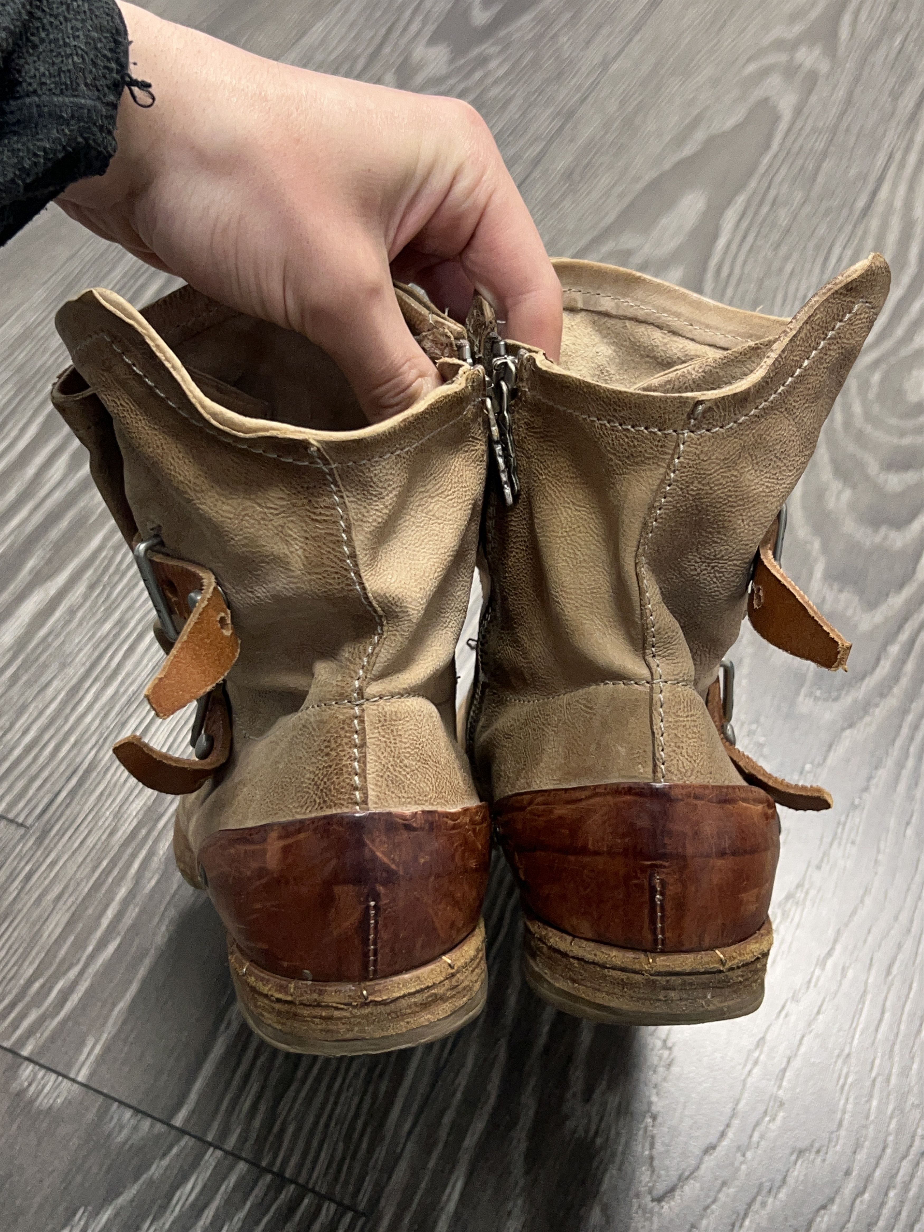 A.S.98 Airstep Leather Boots Shoes Moto Biker Gothic Buckle Zip Size US 10 / IT 40 - 4 Thumbnail