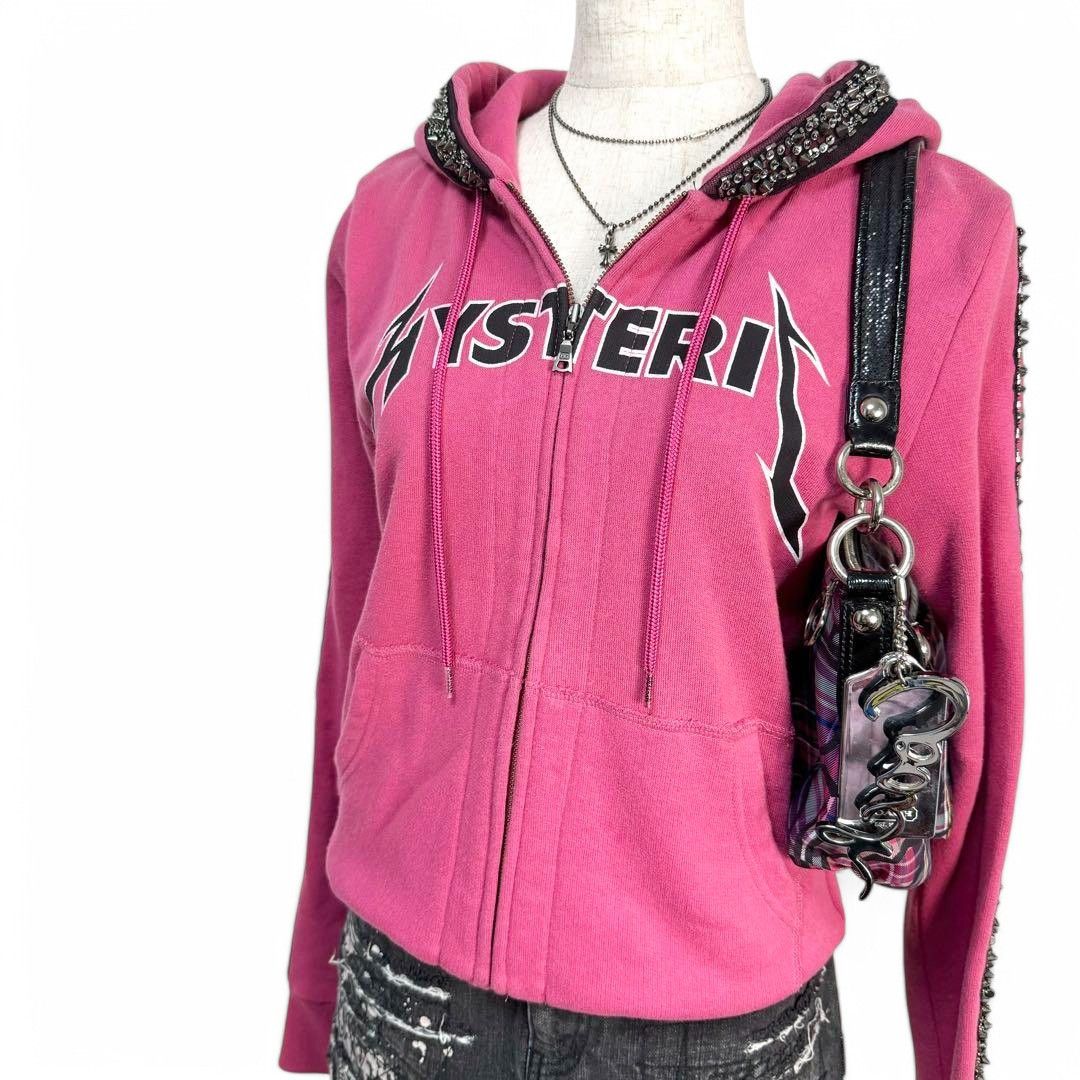 Hysteric Glamour Hysteric Glamour - Pink Canvas Studded Zip-Hoodie Vintage Size M / US 6-8 / IT 42-44 - 9 Thumbnail