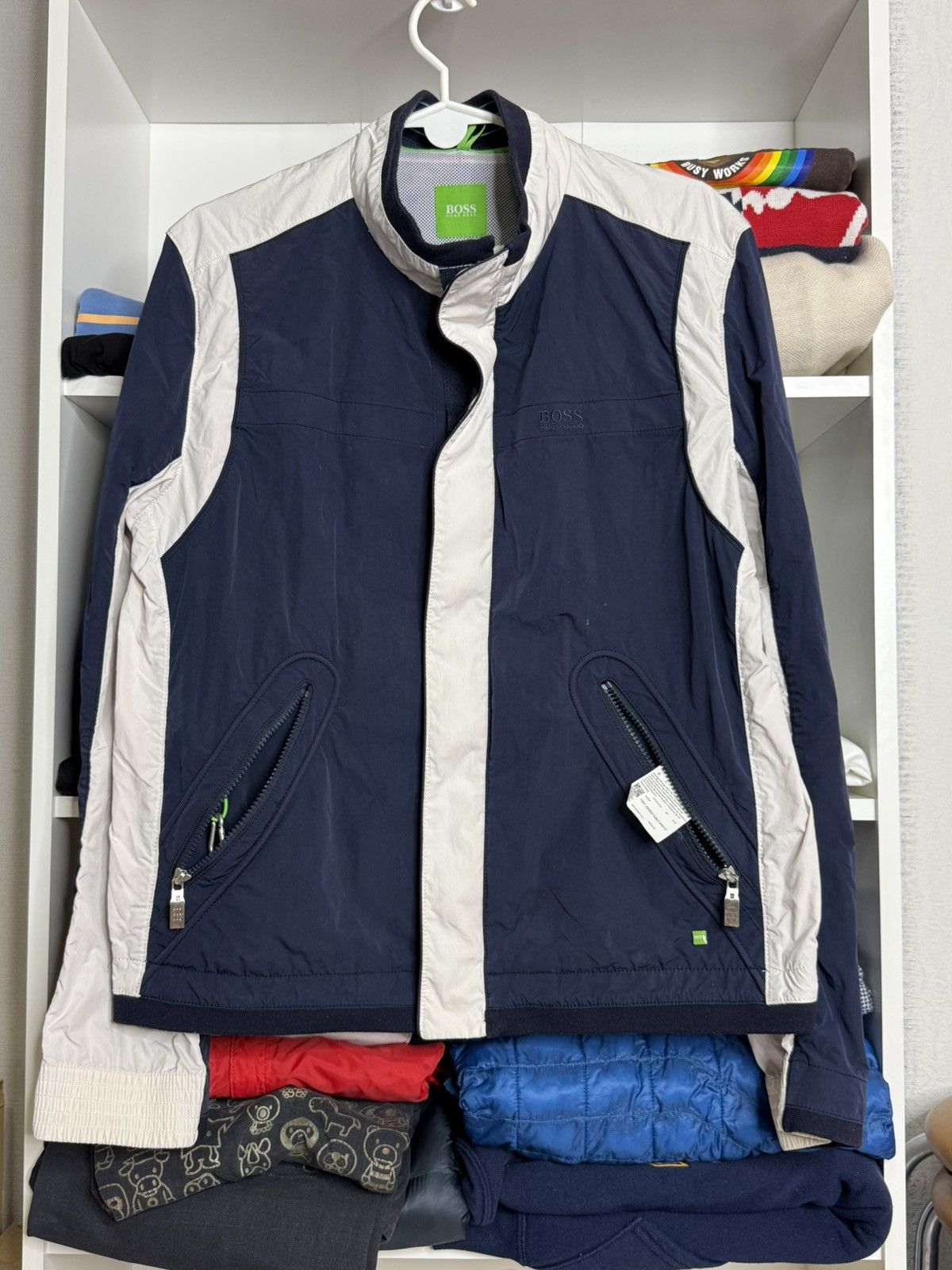 Hugo Boss Hugo Boss Blue/White Green label nylon jacket size L Size US L / EU 52-54 / 3 - 7 Thumbnail