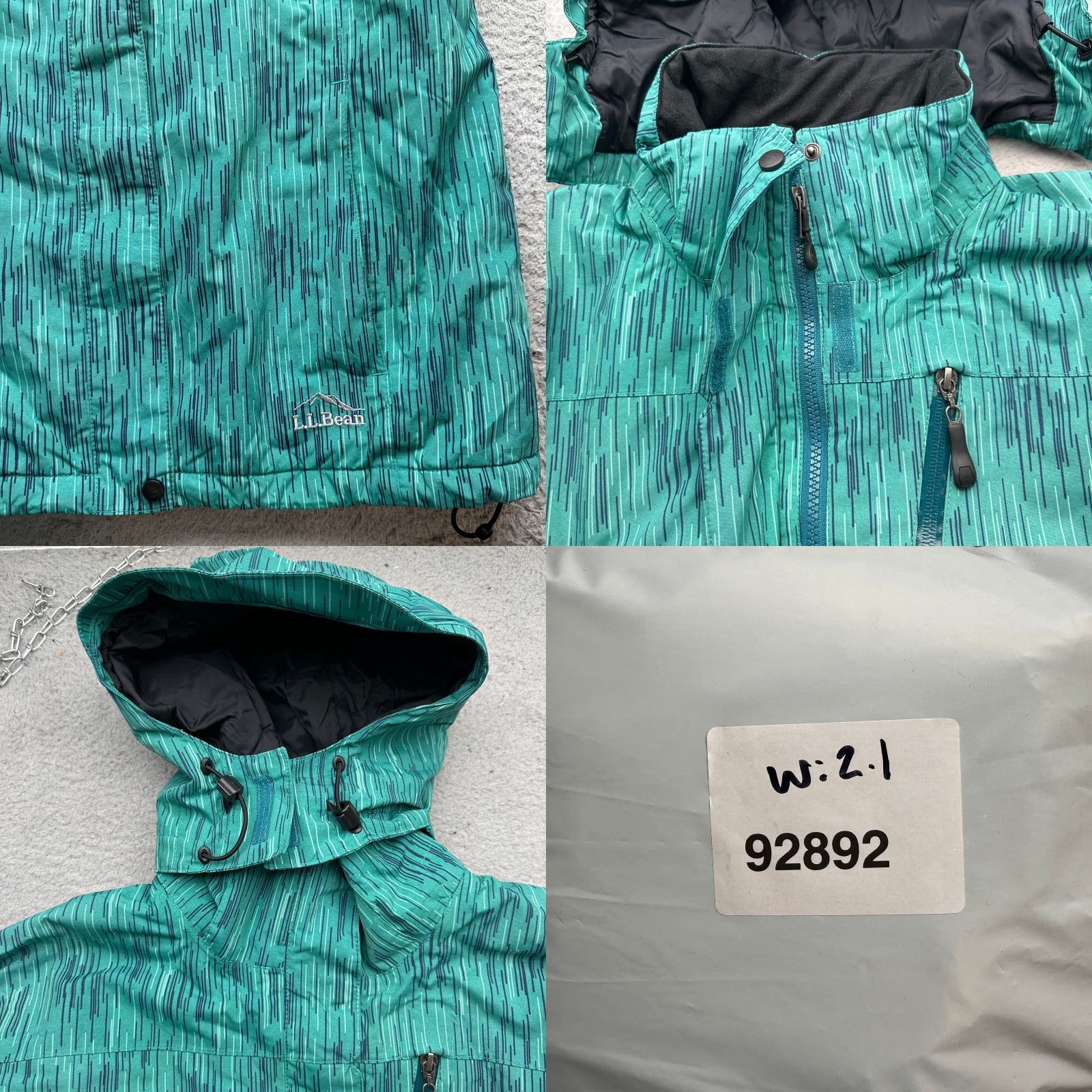 Vintage LL Bean 291723 Teal Winter Parka Insulated Hooded Jacket Womens Medium Striped Jacket Size M / US 6-8 / IT 42-44 - 8 Thumbnail