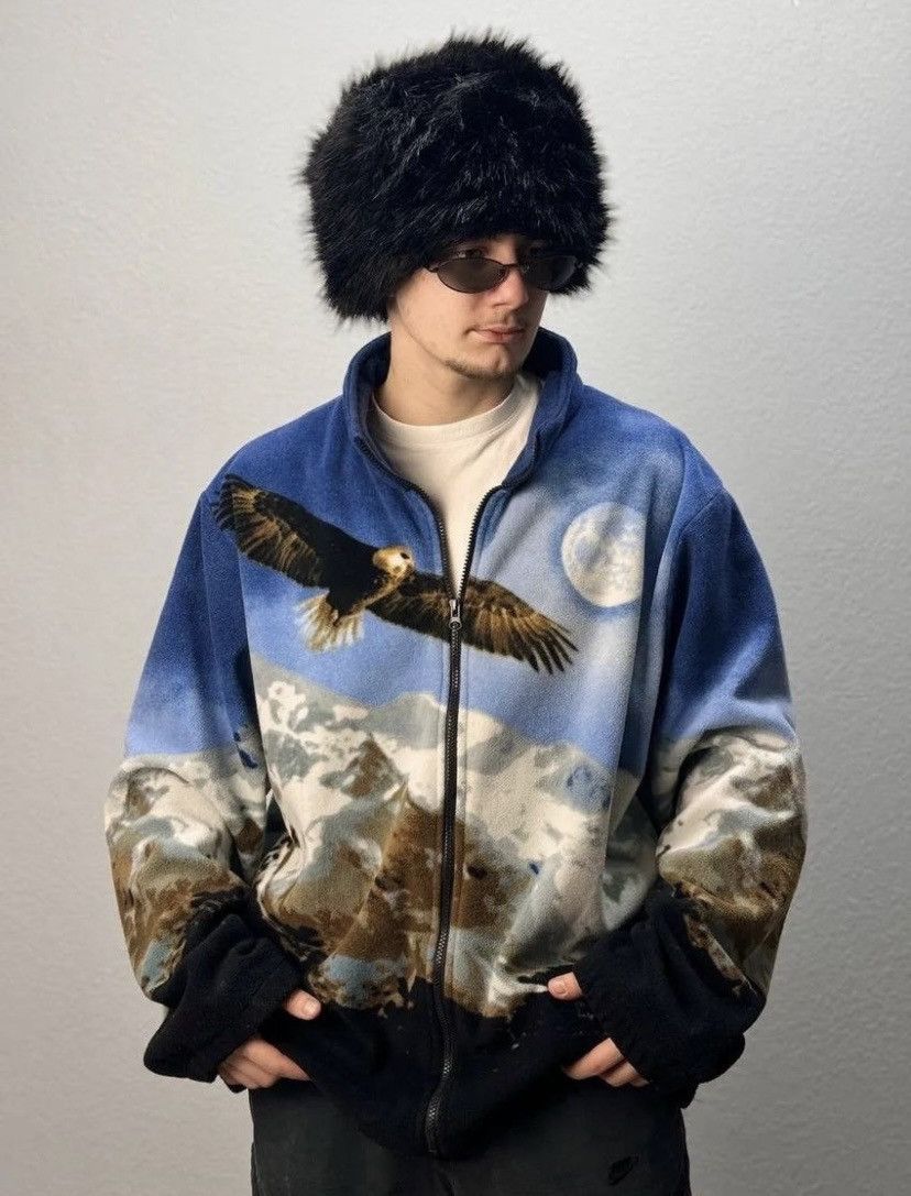 Other Animals Fleece Jacket Vintage Wolf Zip Size US XL / EU 56 / 4 - 2 Thumbnail