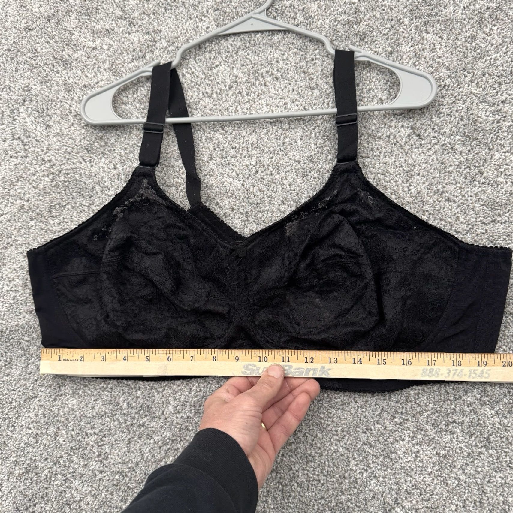 Vintage Elila Bra 52C Full Coverage Sheer Lace Support 90s Vintage Style Dainty Black Nylon Spandex Size ONE SIZE - 3 Thumbnail