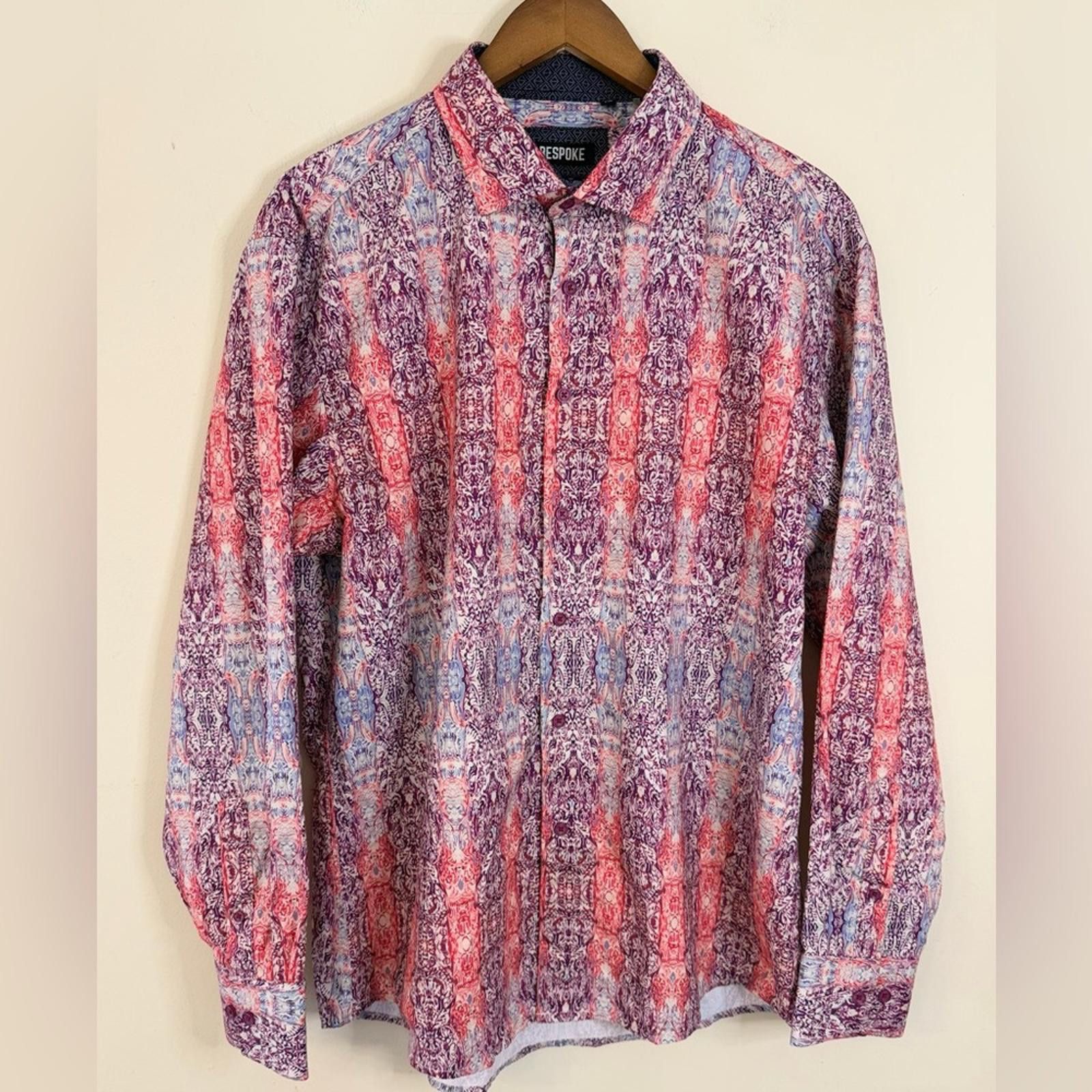Bespoken Bespoke flip cuff long sleeve button up shirt purple pink XL Size US XL / EU 56 / 4 - 1 Thumbnail