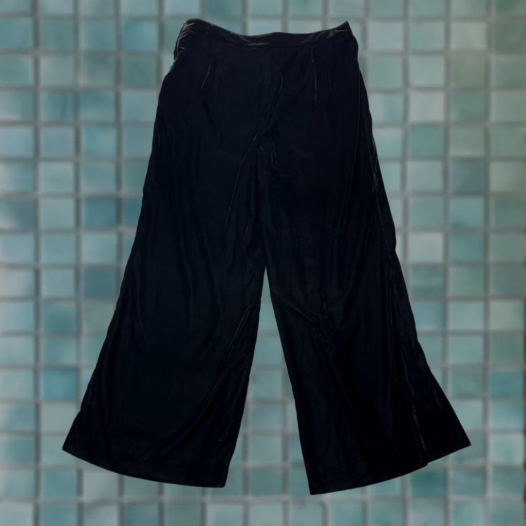 Vintage Antonio Melani Pants Womens 16 Black Velvet Wide Leg Dress Classic Cocktail Size 25" / US 0 / IT 36 - 1 Thumbnail