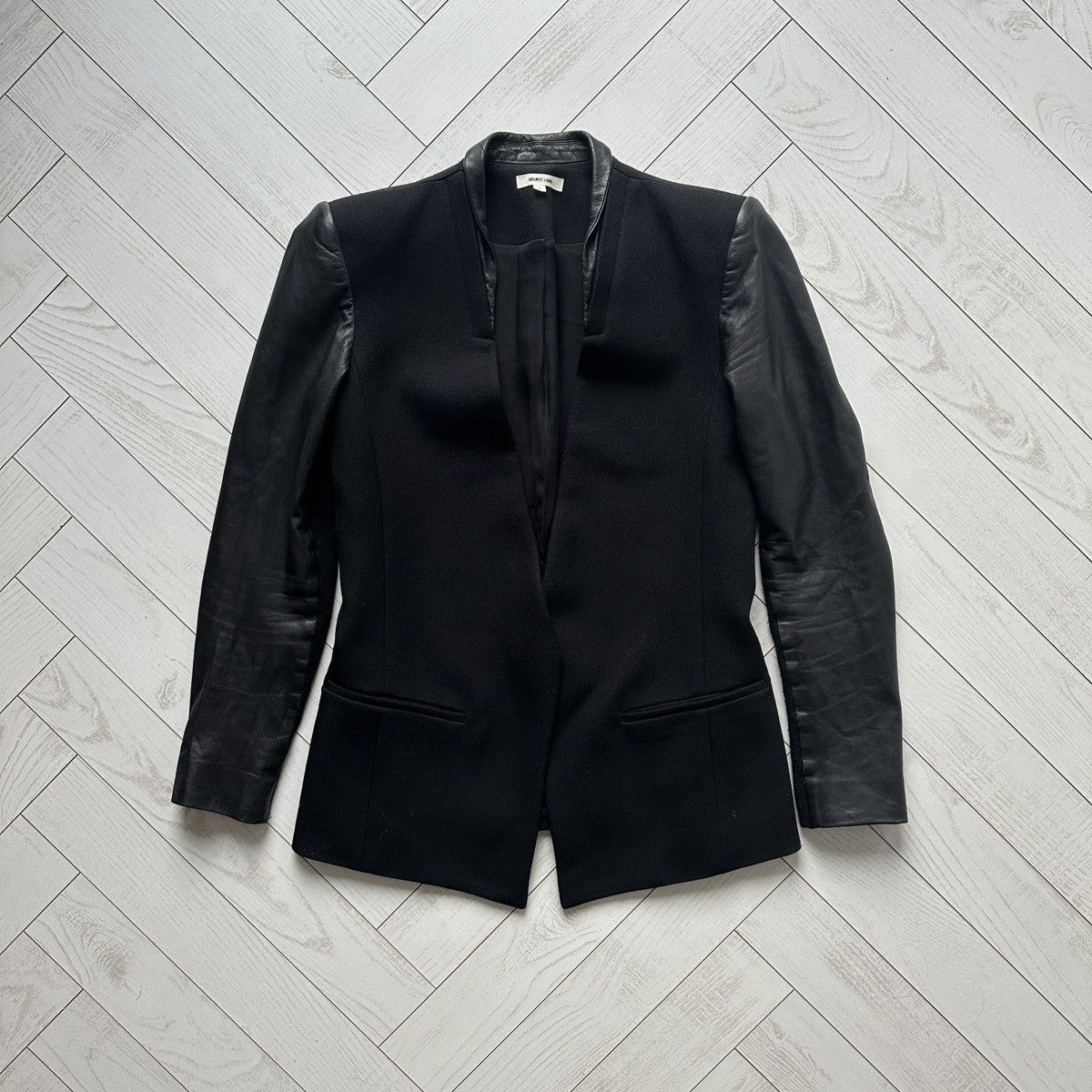 Helmut Lang Crux Wool leather sleeve blazer size 8 vintage