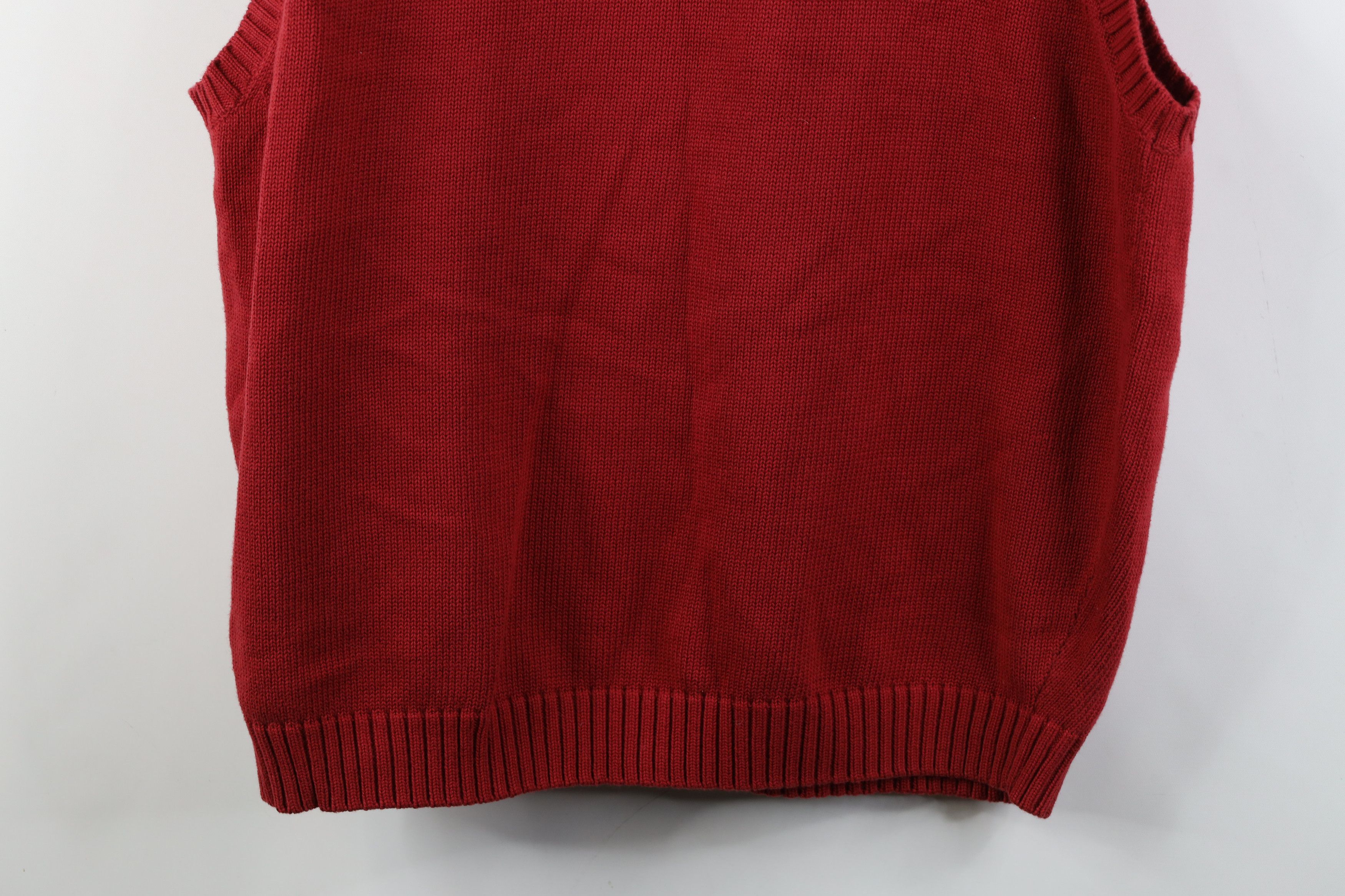 L.L. Bean Vintage 90s LL Bean Cotton Knit V-Neck Sweater Vest Red Size US XL / EU 56 / 4 - 9 Thumbnail