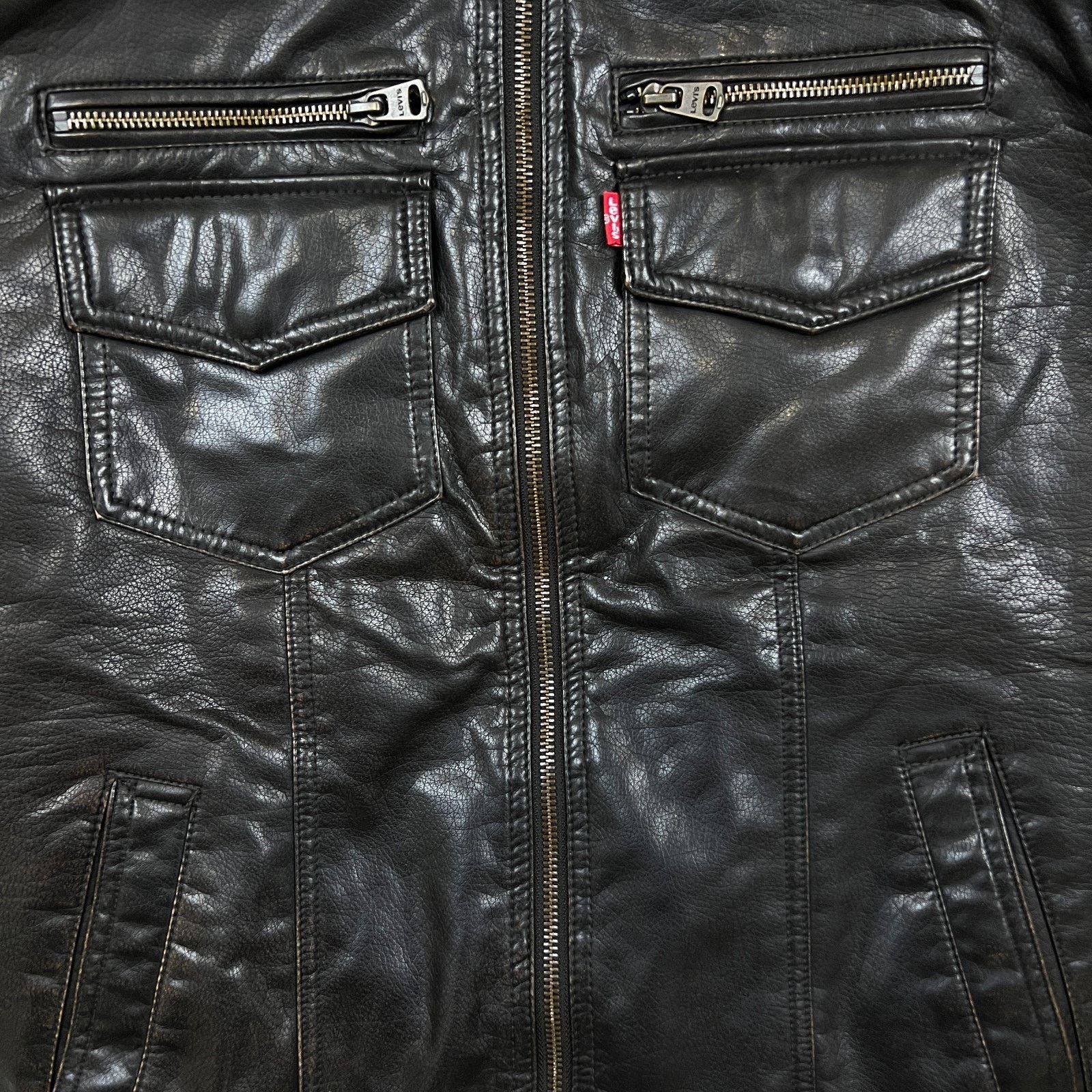Levi's × Vintage Levi's Faux Leather Jacket Small Aviator Bomber Sherpa Lined Size US S / EU 44-46 / 1 - 3 Thumbnail