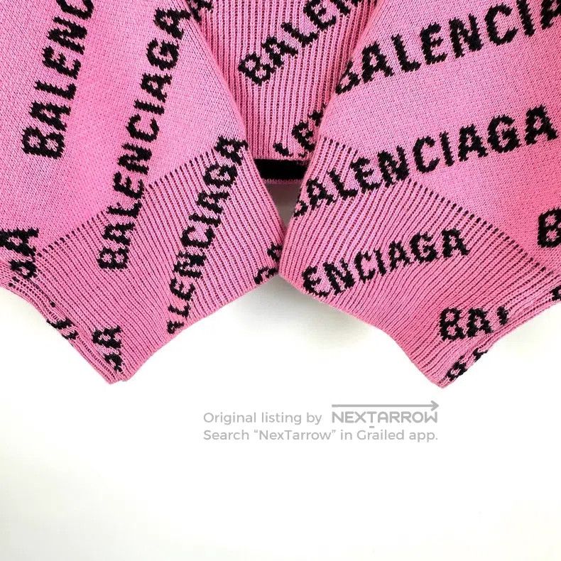 Balenciaga Balenciaga Black and Pink Full Print Bullet Logo Knit Swea Size US L / EU 52-54 / 3 - 6 Thumbnail