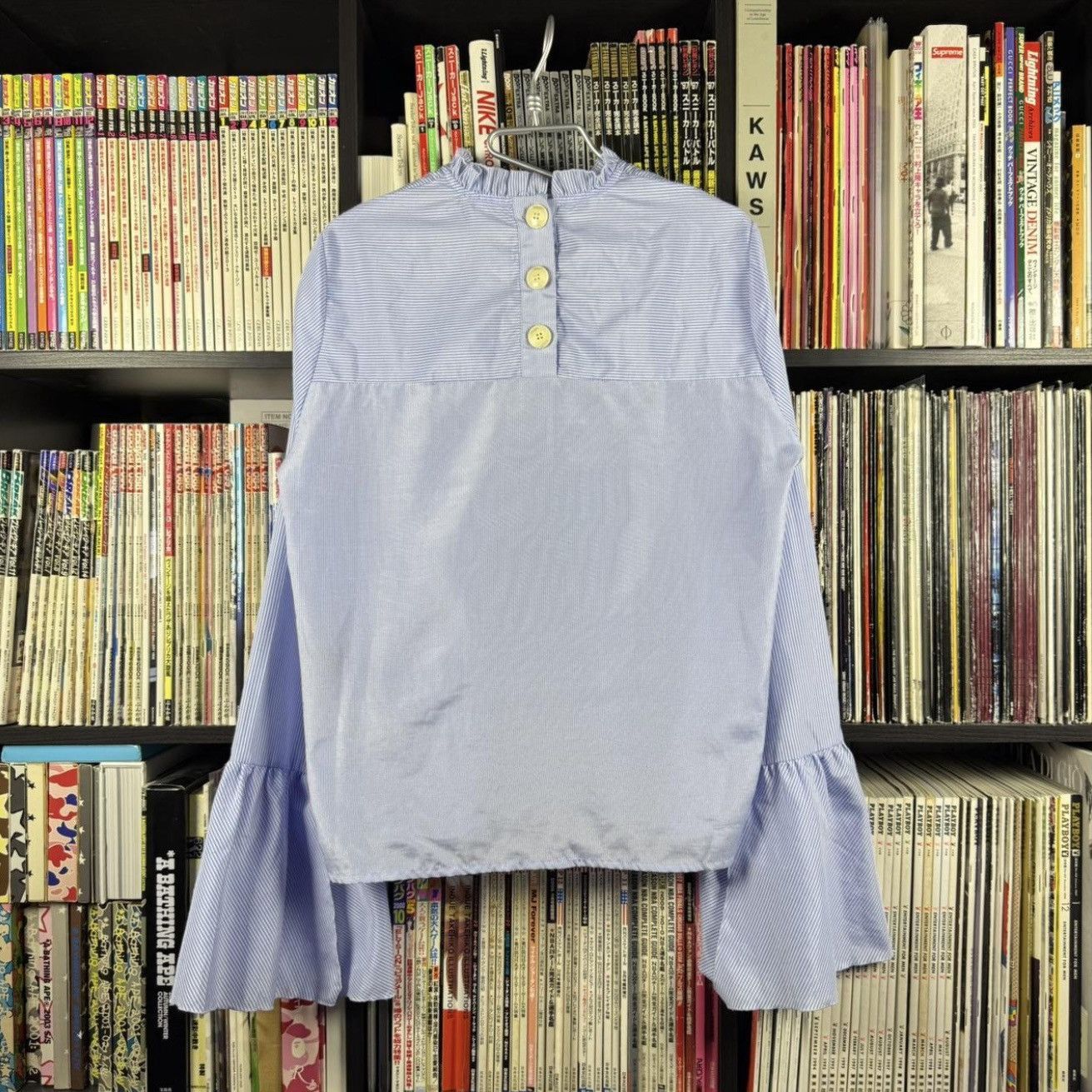Andersson Bell Andersson Bell Bell Sleeve Stripe Blouse Top Light Blue Size M / US 6-8 / IT 42-44 - 2 Thumbnail