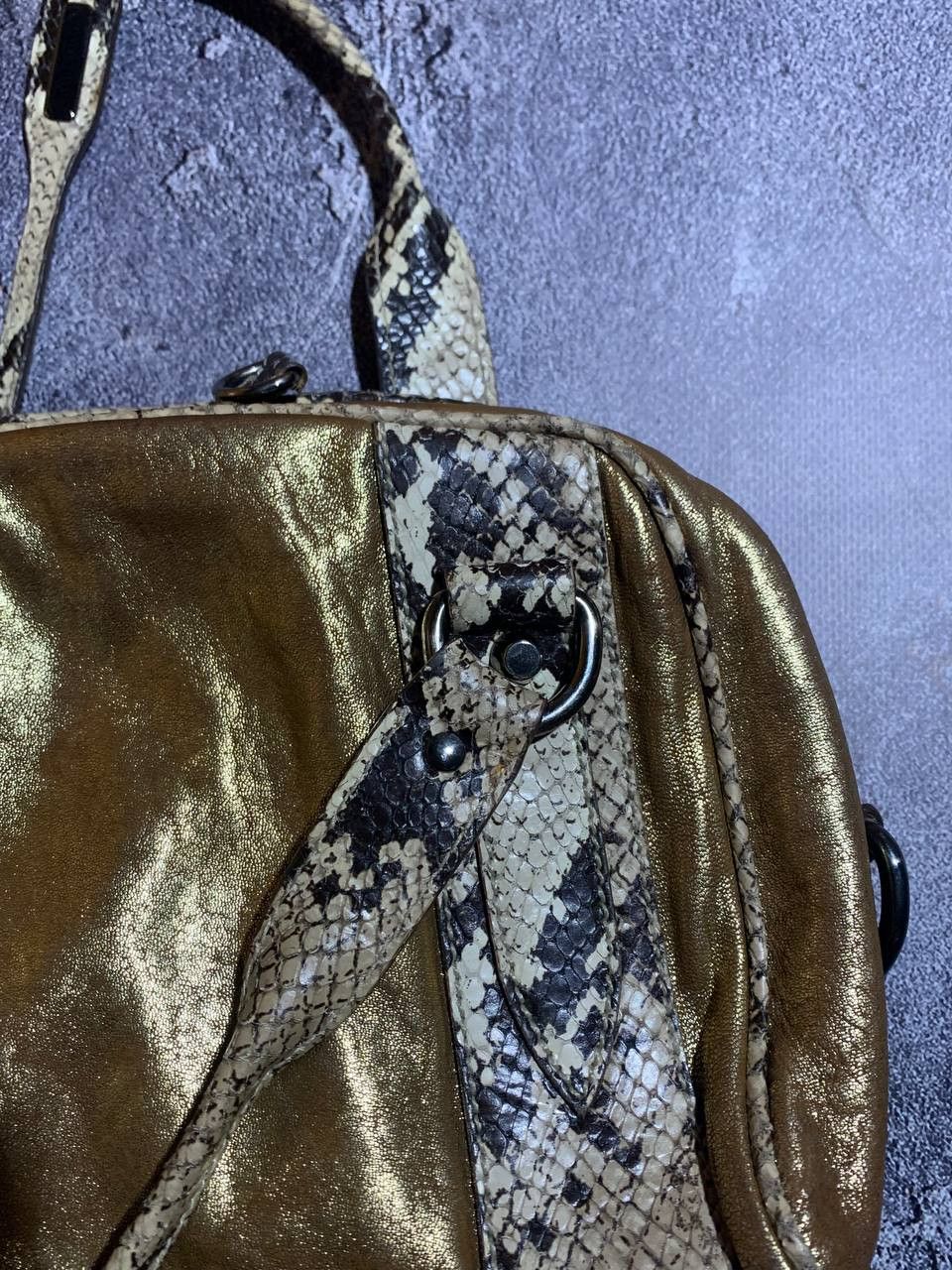 Miu Miu Miu Miu Vintage Gold Metallic Leather Zip Tote Bag Italy Size ONE SIZE - 8 Thumbnail