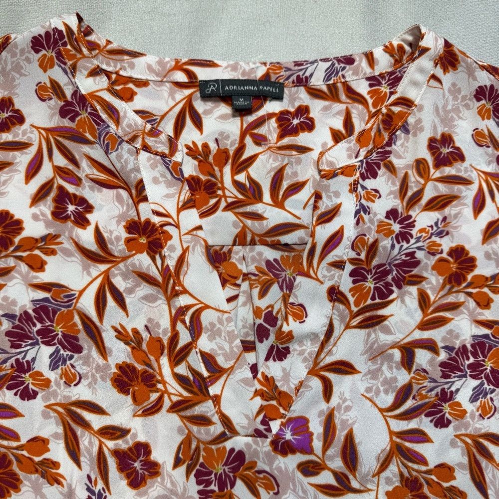 Adrianna Papell New Adrianna Papell Long Sleeve Floral V-Neck Blouse Size M Size M / US 6-8 / IT 42-44 - 9 Thumbnail