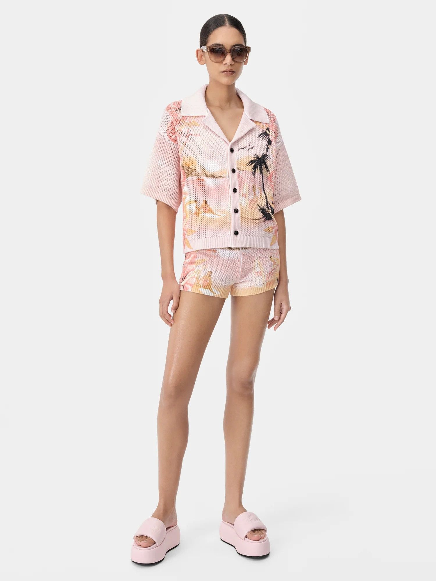 Amiri o1orln1025 Paradise Crochet Polo Shirt in Multicolor Size XL / US 12-14 / IT 48-50 - 2 Thumbnail