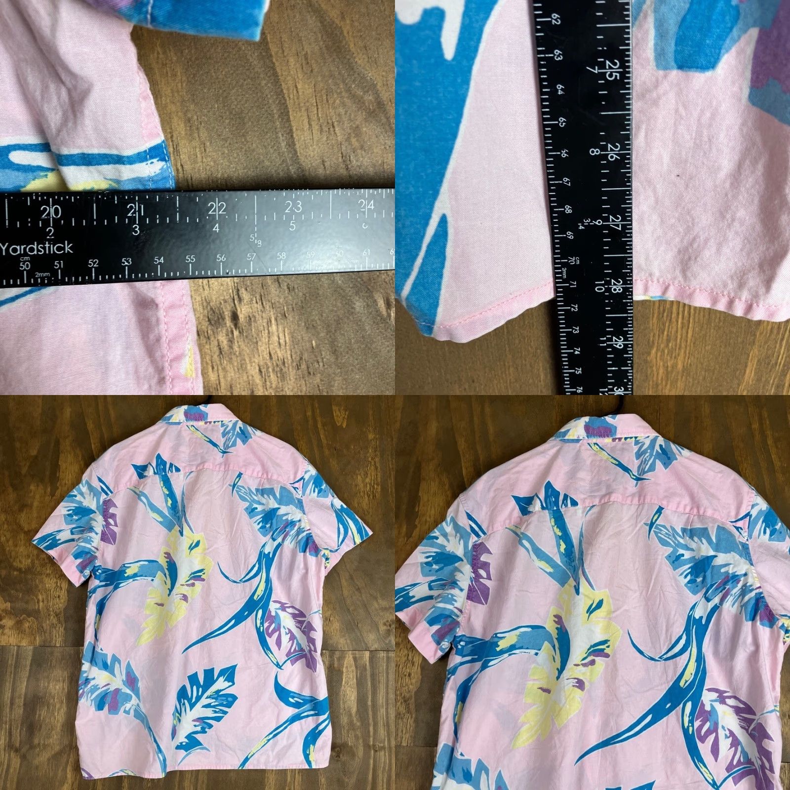 Vintage American Eagle Shirt Mens Button-Down 100% Cotton Pink Blue Floral Short Sleeve L Casual, Workwear, Travel Mens Size US L / EU 52-54 / 3 - 8 Thumbnail