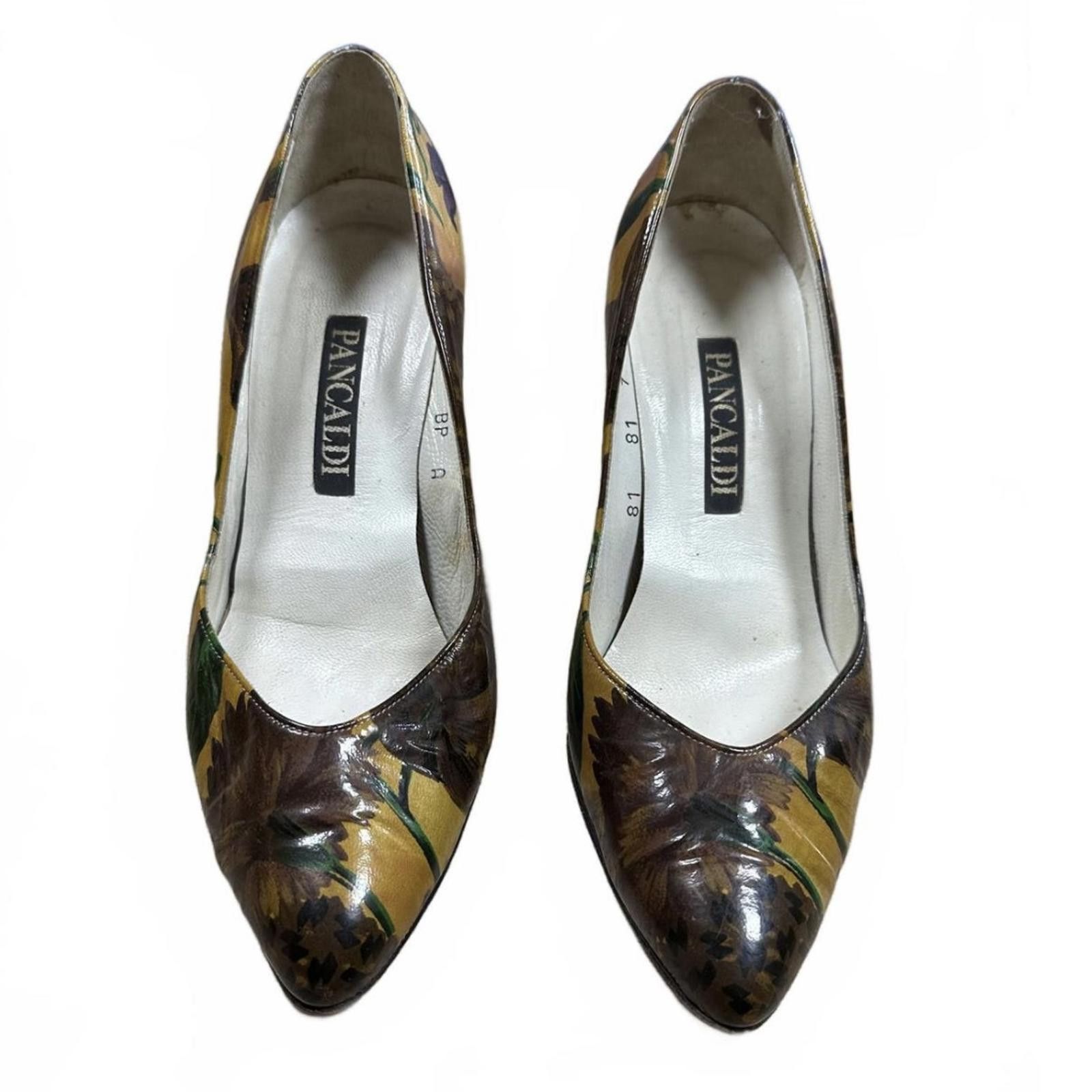 Other Pancaldi Heels Italian Leather Floral Design Size 7 Vintage Size US 7 / IT 37 - 3 Thumbnail