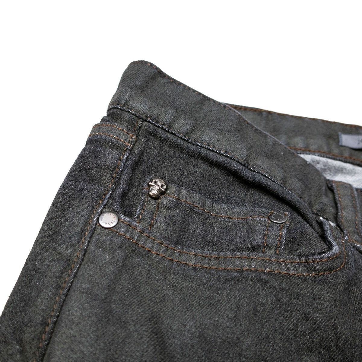 John Varvatos John Varvatos Woodward Jeans 31R Grey Skull Rivet Button Fly Size US 31 - 6 Thumbnail